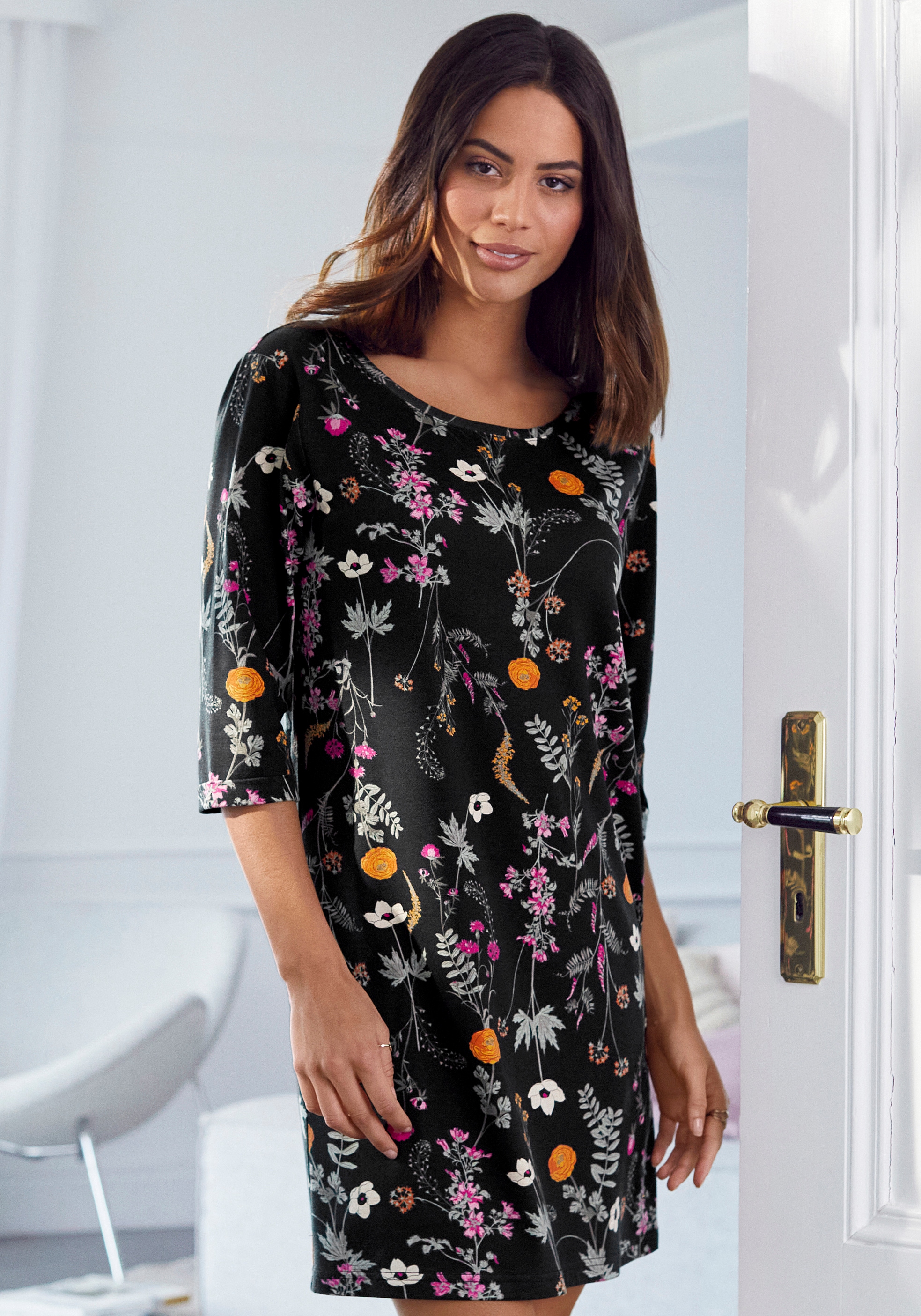 LASCANA Nachthemd, mit online Muster BAUR | Wildblumen bestellen