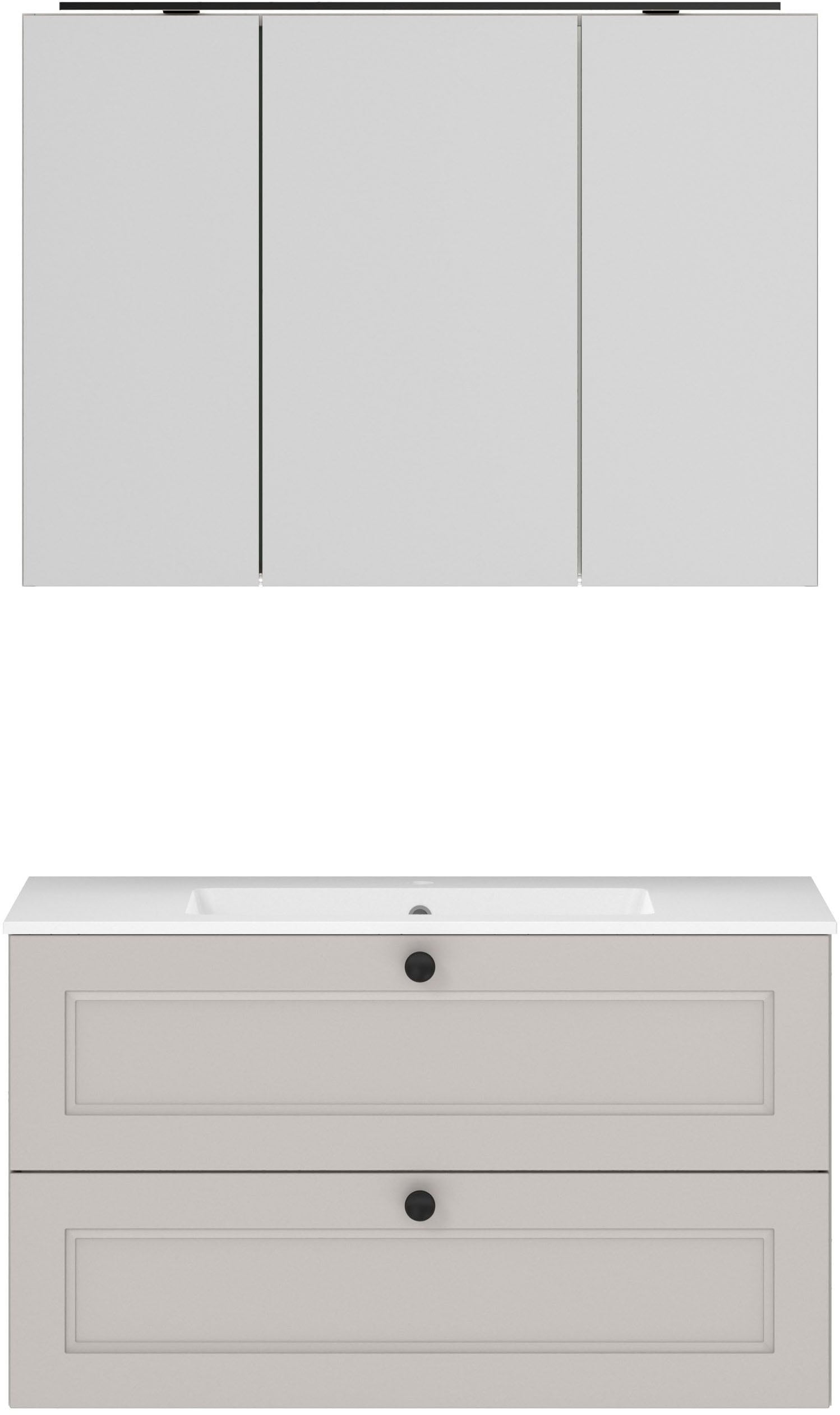 nobilia "Cascada" Set, mit Waschbecken, inkl. Spiegelschrank mit Beleuchtung, 2 Stk. tlg.