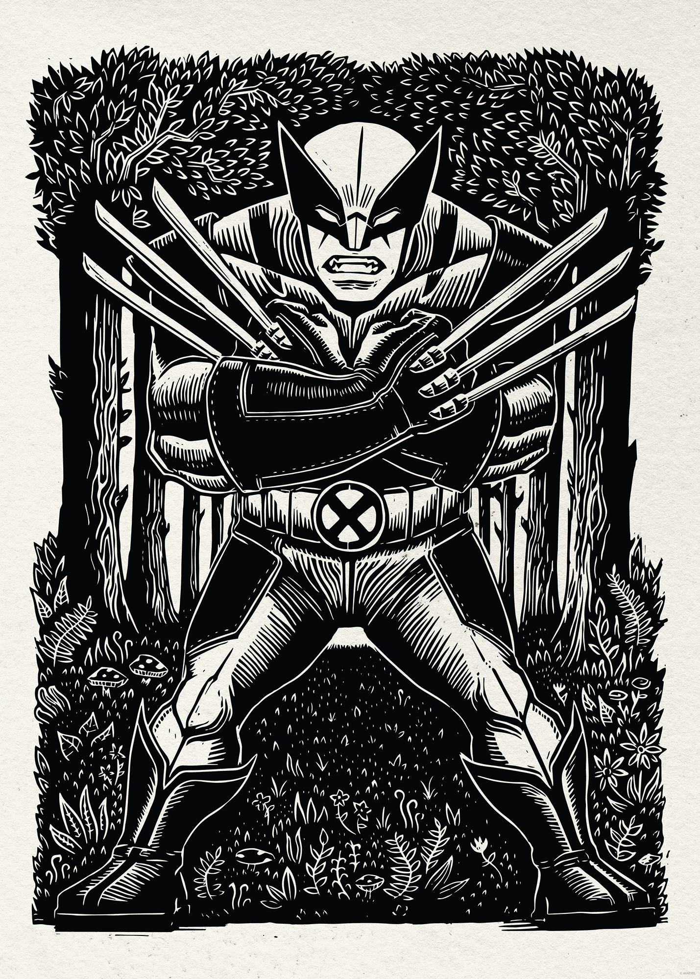 Komar Wandbild »Marvel Wolverine Lino-Cut«, Disney, (Set, 1 St.), 50 x 70 cm (Breite x Höhe) - Kinderzimmer, Dekoration