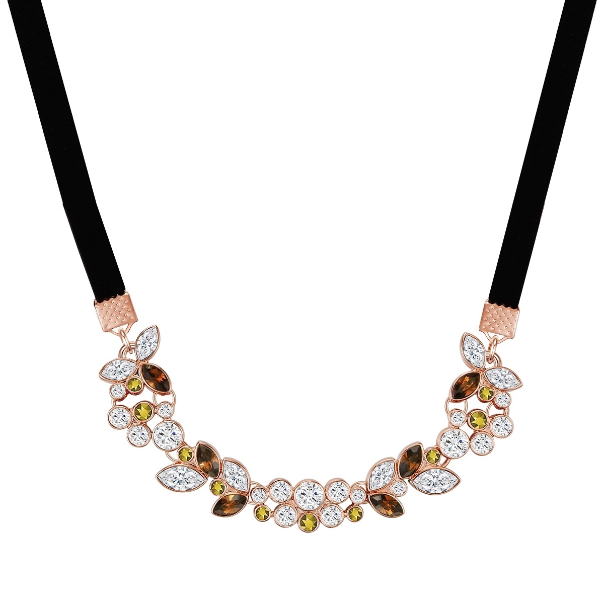 LULU & JANE Damen Lederband "LJ205", 34,0cm Basiskette + 8,0cm Verlängerung,mit Steinenroségold, Halsketten, Metall-Legierung