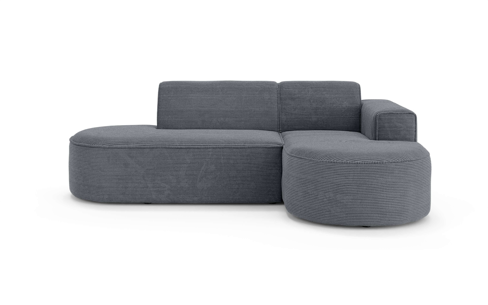 OTTO home Ecksofa »ADELLA Design-Sofa mit Recamiere rechts/links, 248/159/76 cm«, L-Form mit Wellenunterfederung, runde Form, auch in Cord
