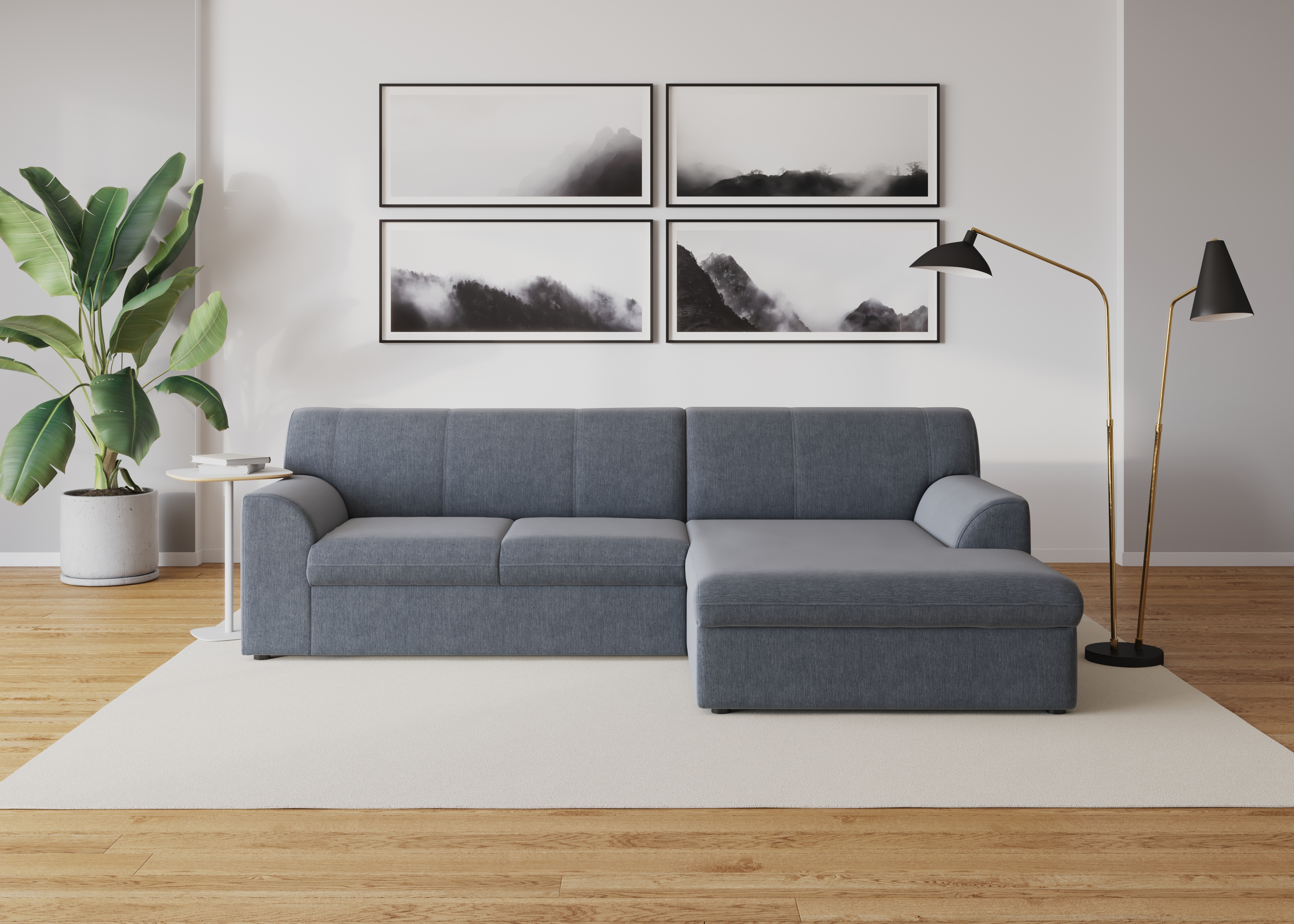DOMO collection "Topper, elegant und zeitlos, kompaktes Stellmaß 245/155cm, L-Form" mit Recamiere, wahlweise mit Schlaffunktion