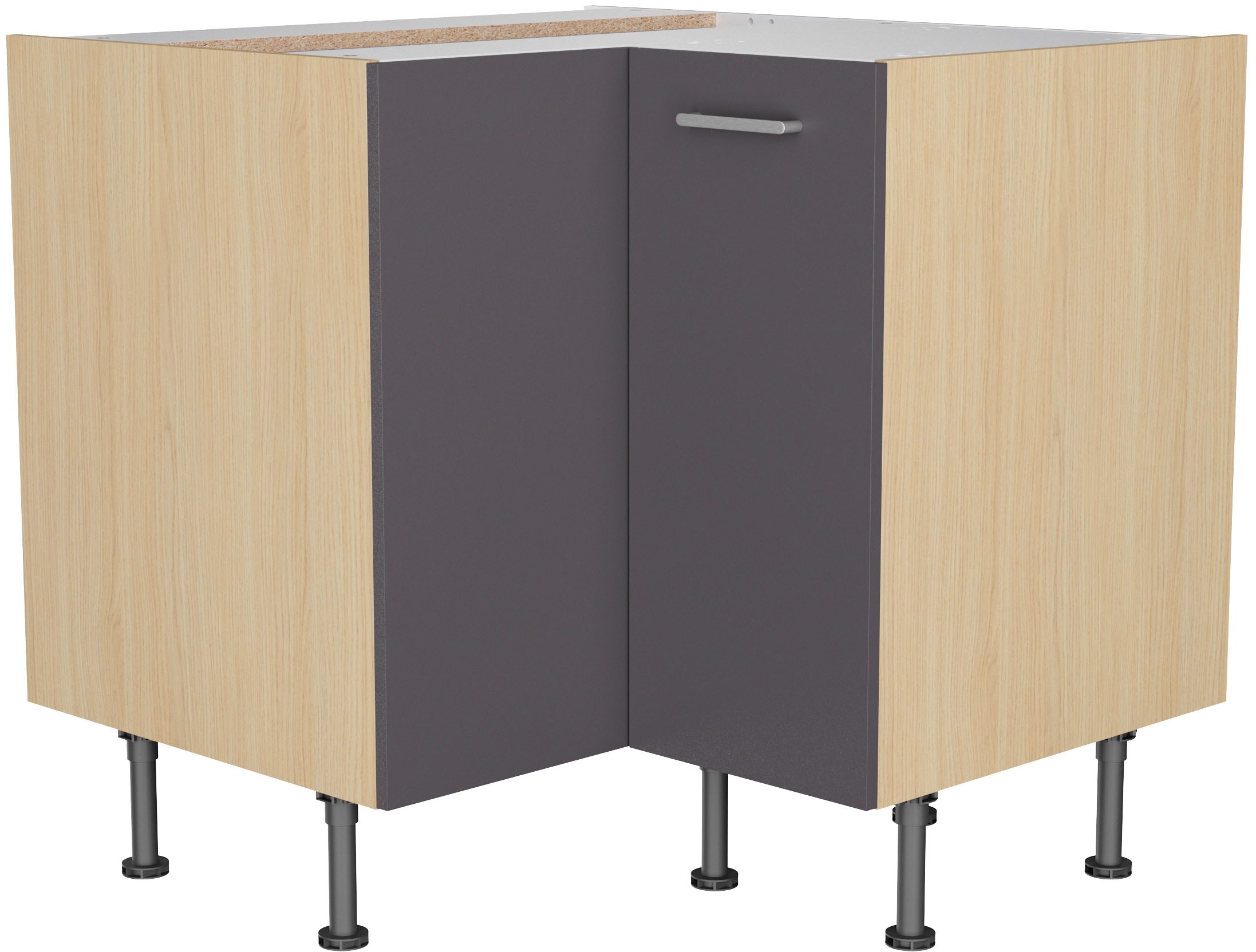 KOCHSTATION Eckunterschrank »KS-Lucy« Breite 90 x 90 cm, mit 2 Türen, Soft-Close, höhenverstellbare Füße