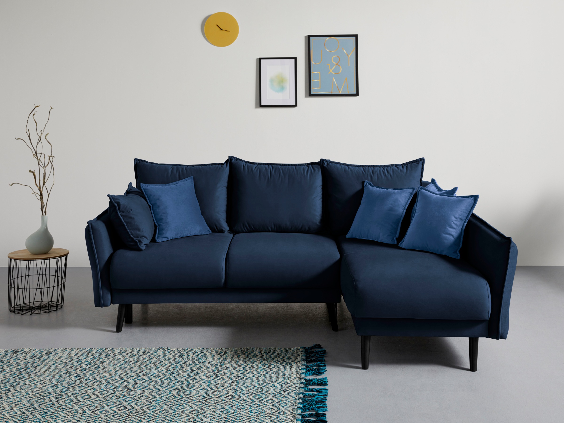Home affaire Ecksofa "Asra L-Form, B: 240 cm" Schlaffunktion, Bettkasten, Taschen & 3 Zierkissen, Federkern