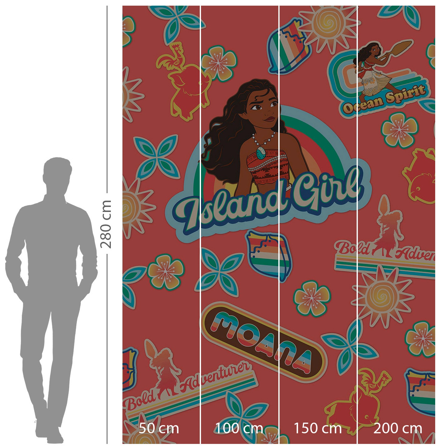 Komar Vliestapete »Digitaldruck Vlies - Moana Island Girl - Größe 200 x 280 cm«, bedruckt, Kinderzimmer