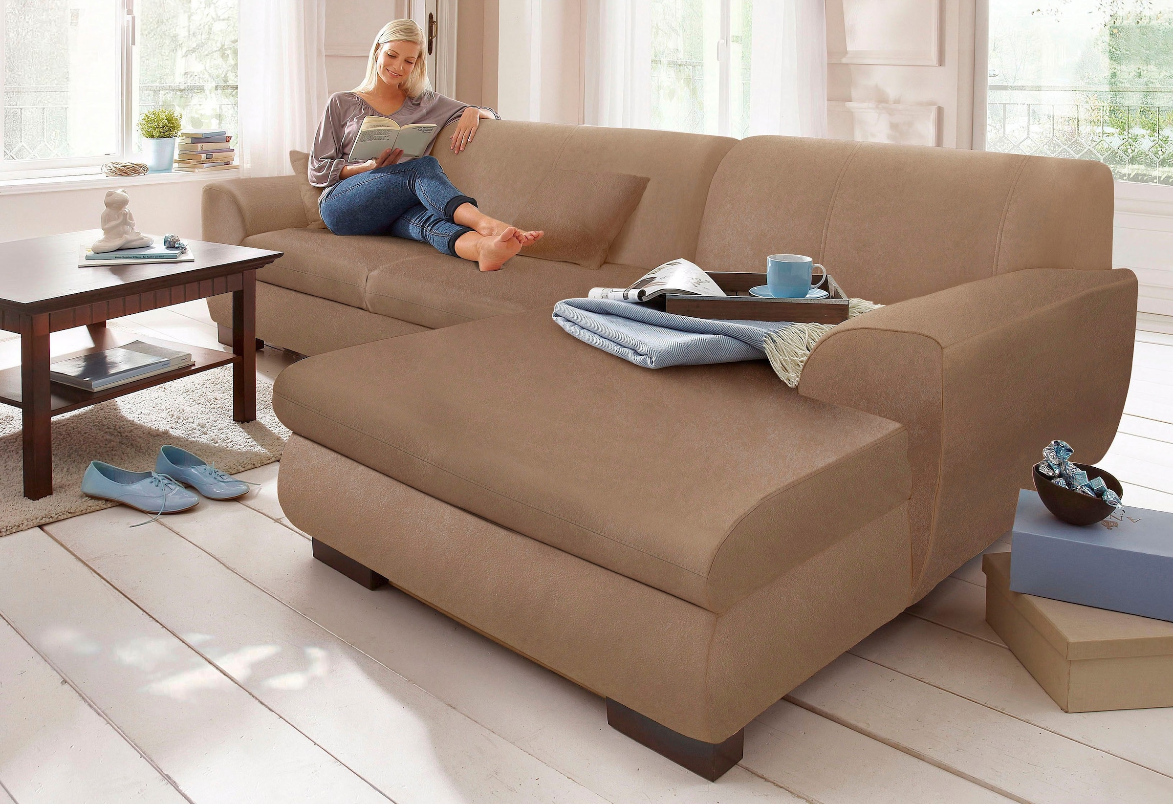 Home affaire Ecksofa "Nika zeitlos und elegant, L-Form", wahlweise mit Bett günstig online kaufen