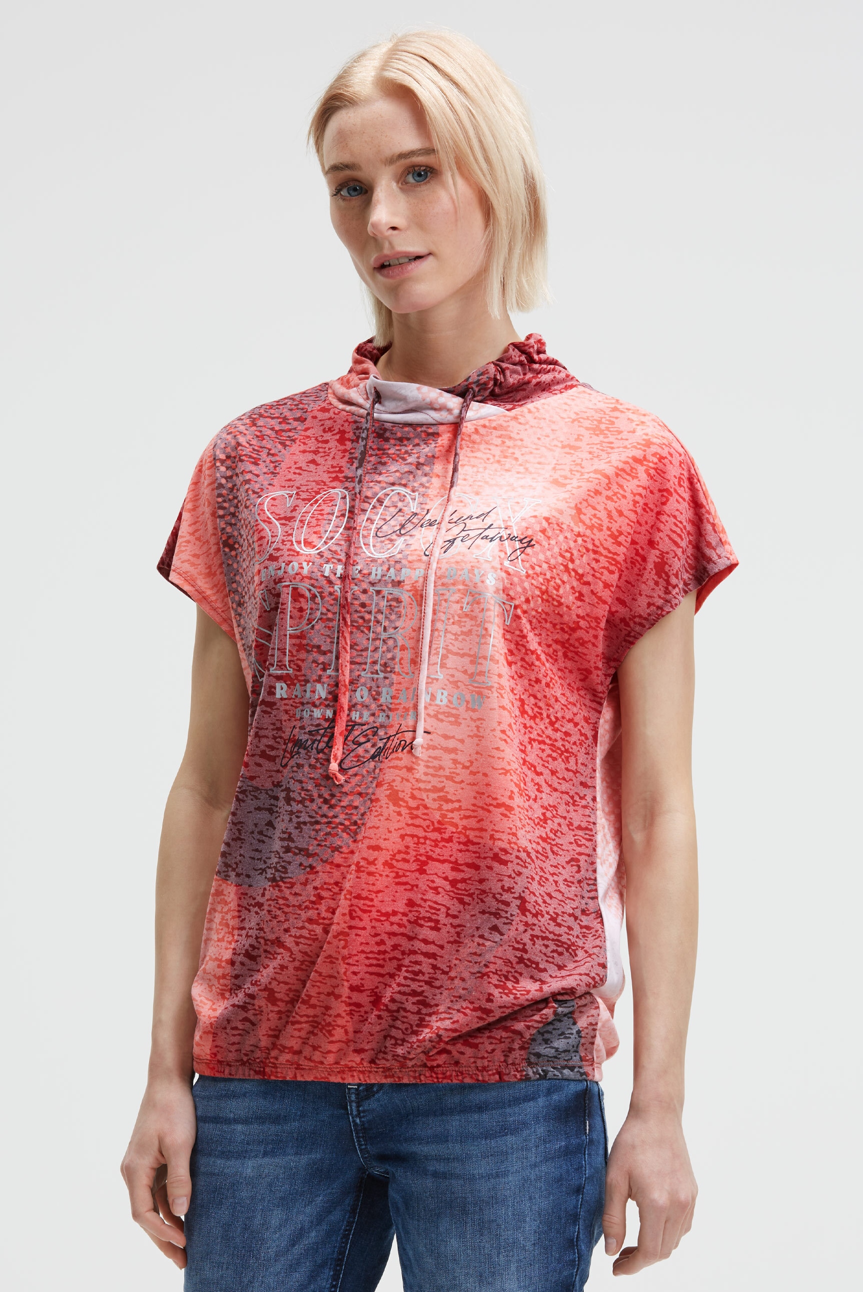 SOCCX Rundhalsshirt mit Gummizug im Saum günstig online kaufen