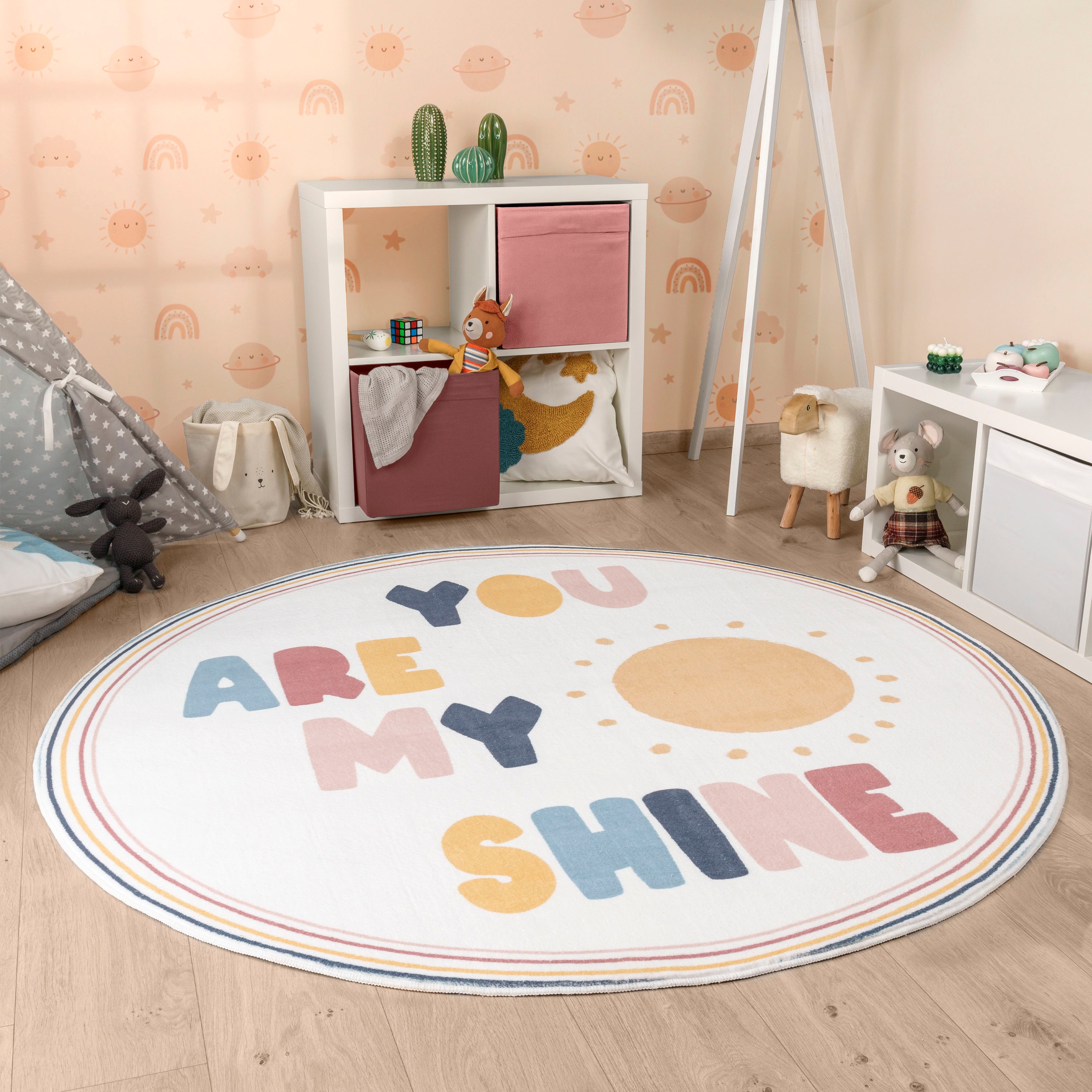 Paco Home Kinderteppich "Niloya 363" rund 12 mm Höhe Spielteppich, Kurzflor günstig online kaufen