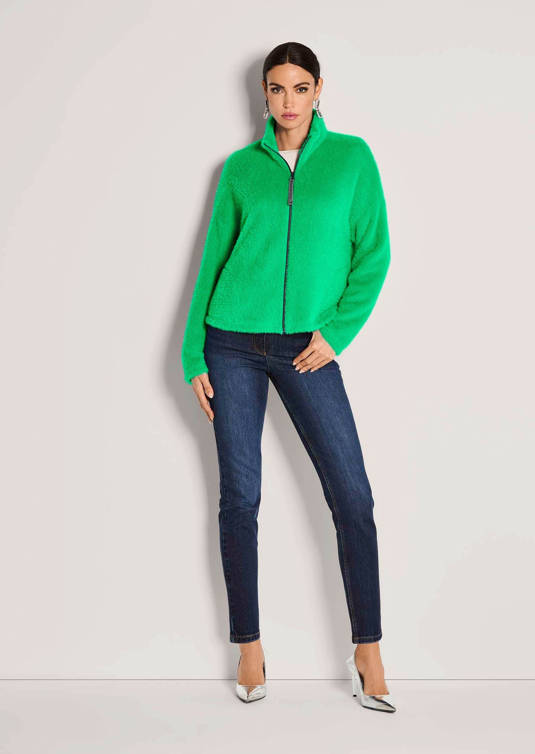 MADELEINE Kurzjacke "Jacke Trendige Kurzjacke mit Stehkragen" Kunstjelljack günstig online kaufen