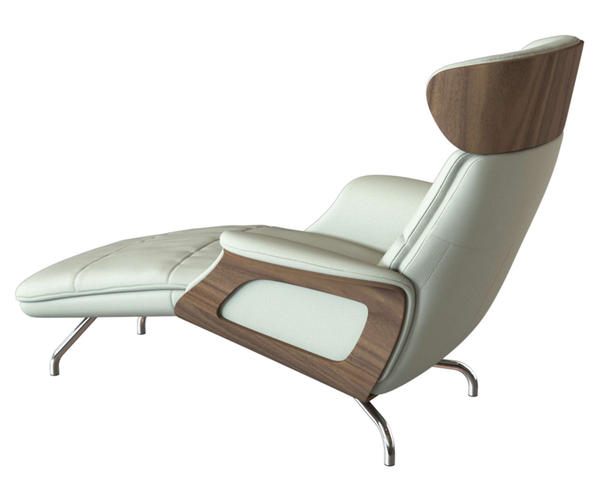FLEXLUX Loungesessel »Clement Chaislongue, Relaxstuhl, Liegesessel,«, Rücken- & Kopfteilverstellung, Armlehne, Walnuss, Fuß Alu