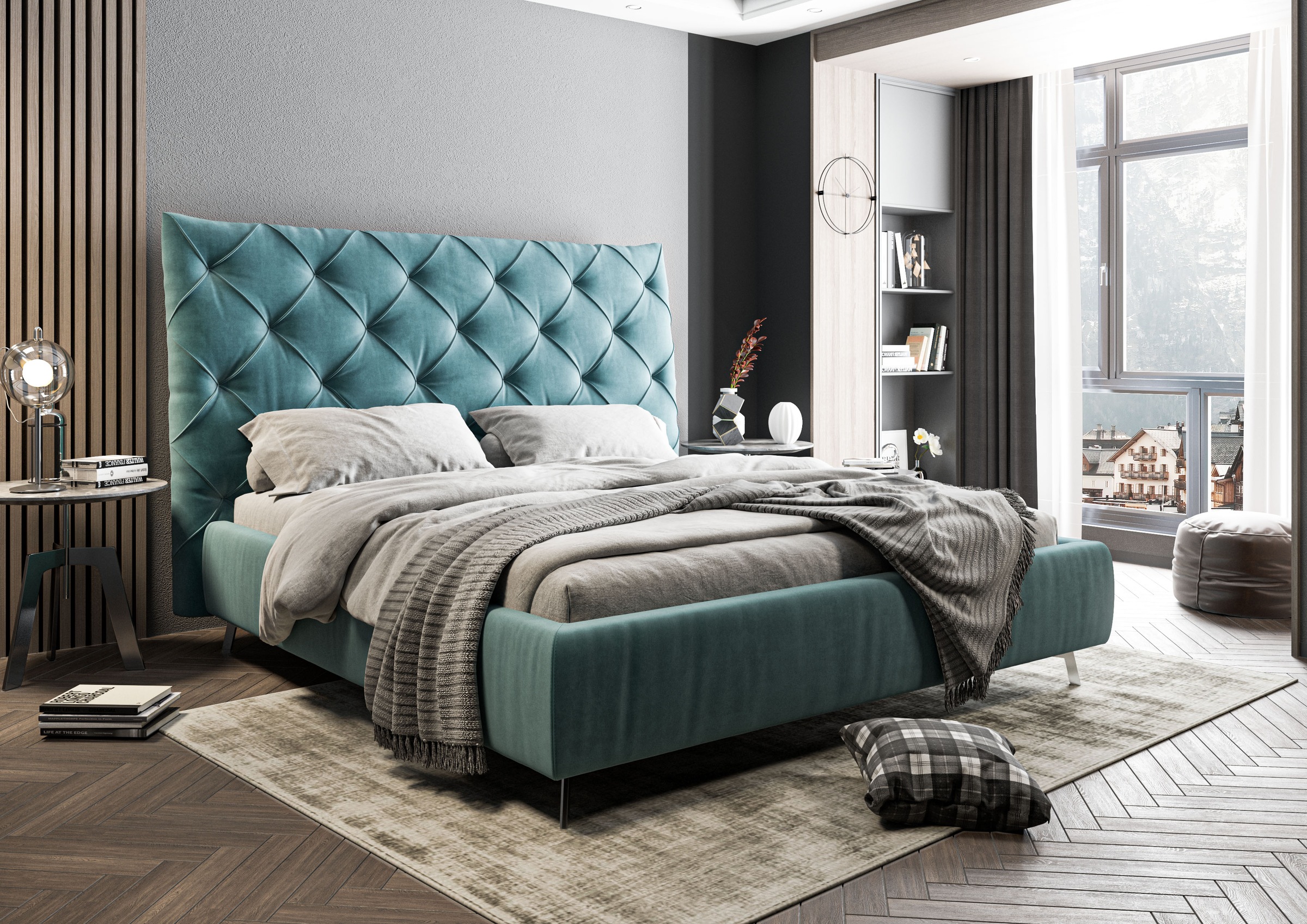 Home affaire Polsterbett »Elloree, in 4 Breiten, hinten mit Originalstoff bezogen, auch in Leder« Kopfteilhöhe 143cm, belastbar bis 280 kg, auch in Überlänge 220cm