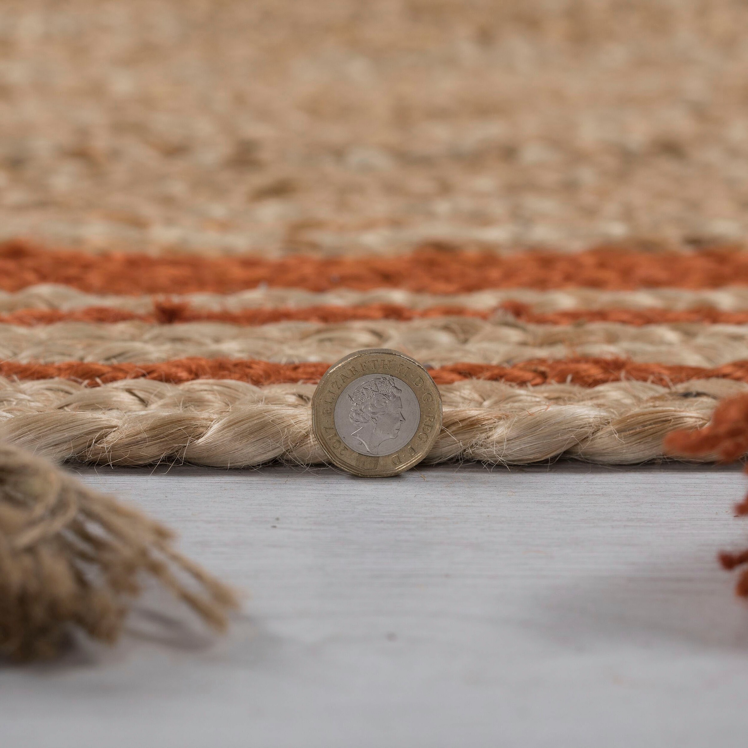 FLAIR RUGS Teppich »Istanbul«, rund, aus 100% Jute, mit Quasten & Bordüre