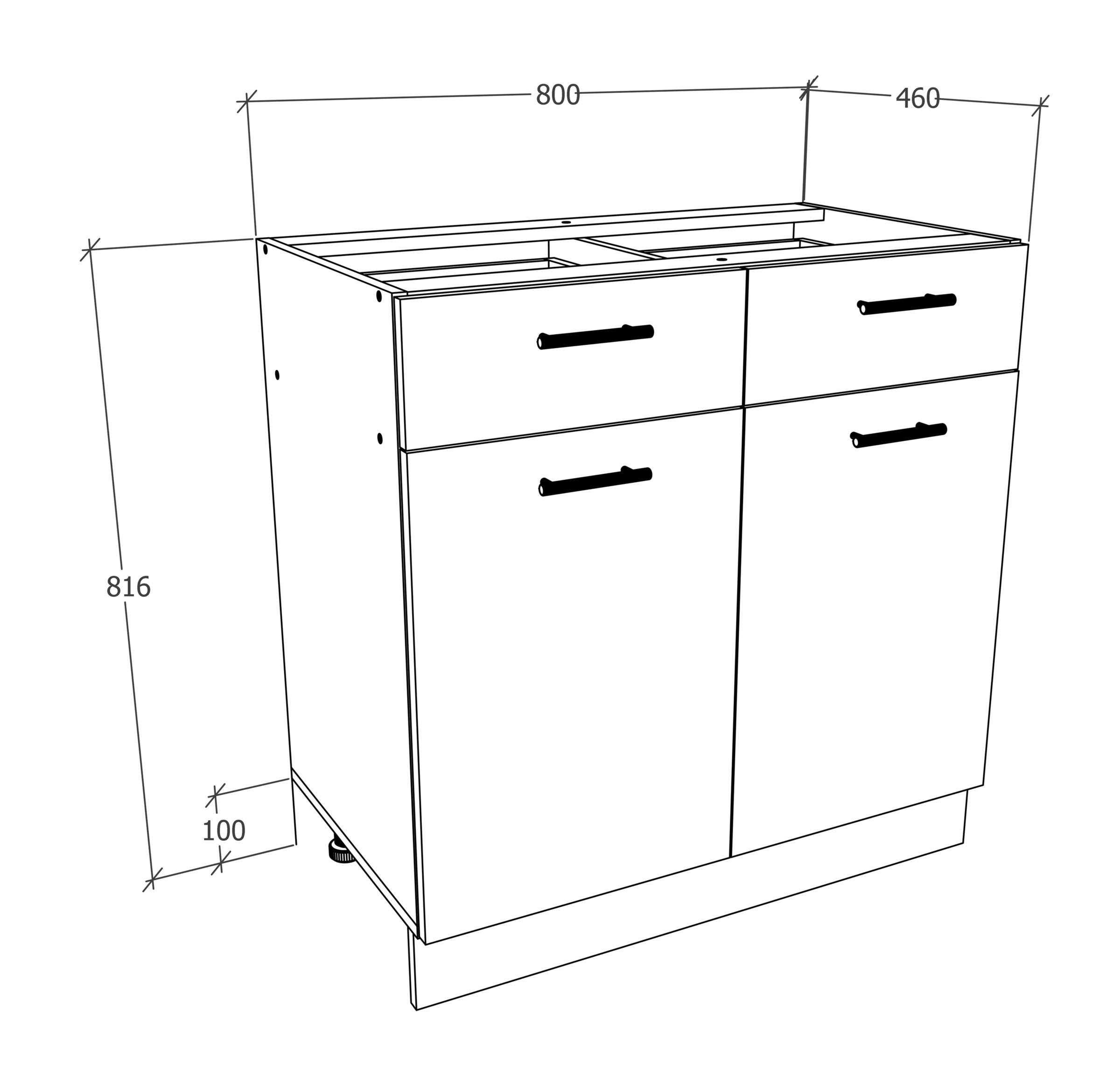 VCM Unterschrank »VCM Küchenschrank | Maße ca. H. 82 x B. 80 x. T. 46 cm | Unterschrank mit Schublade | Küchenmöbel ¿ Esilo«, (1 St.)