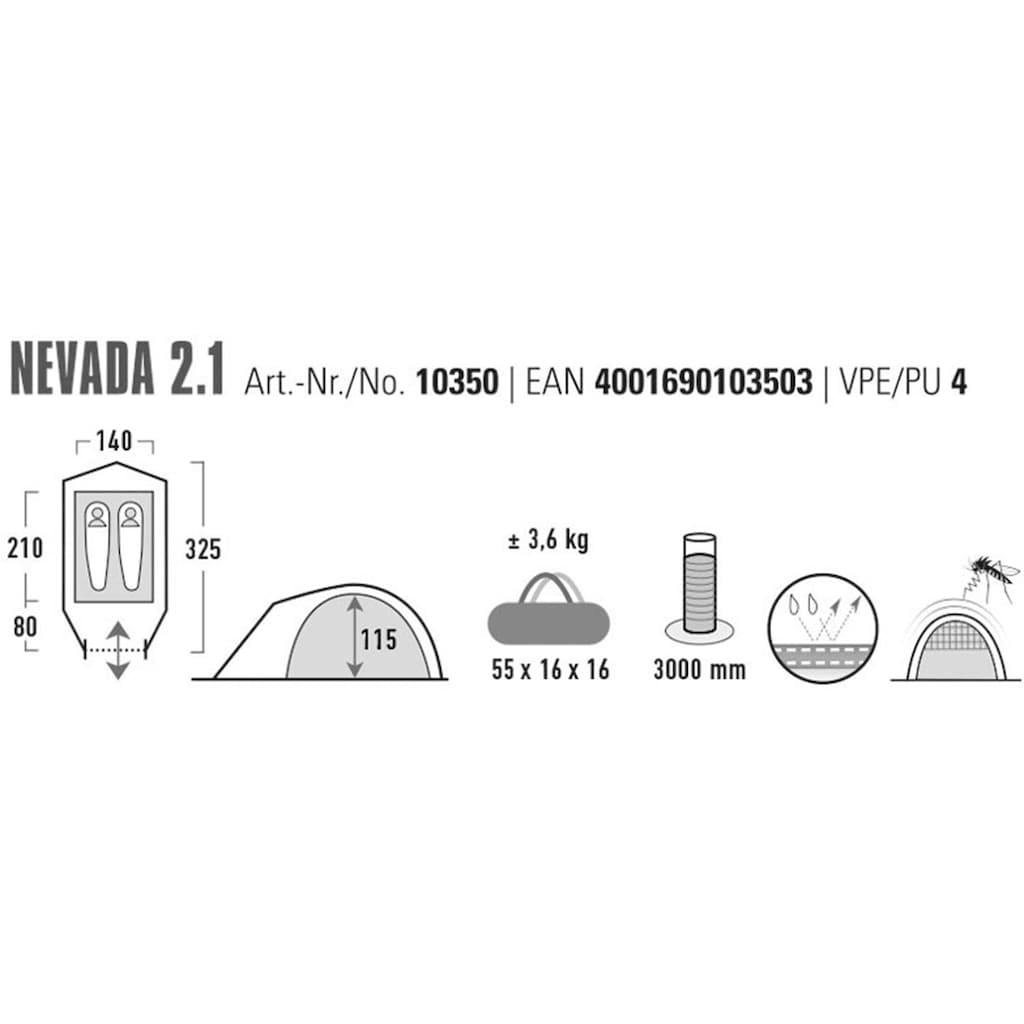 High Peak Kuppelzelt »Zelt Nevada 2.1«, 2 Personen, Bodenventilation - Advanced Low Vent System