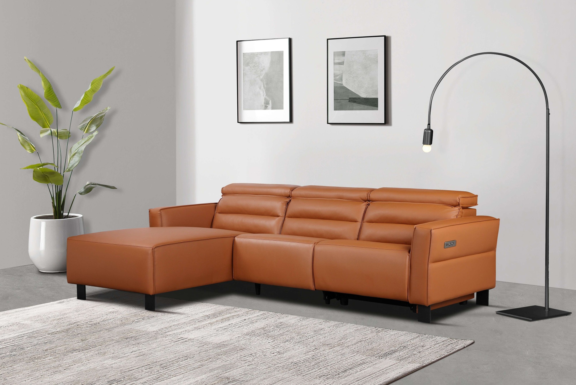 Places of Style Ecksofa »Carpari, L-Form, 263 cm, manuelle o. elektrische Relaxfunktion,«, USB A/C und Kopfteilverstellung