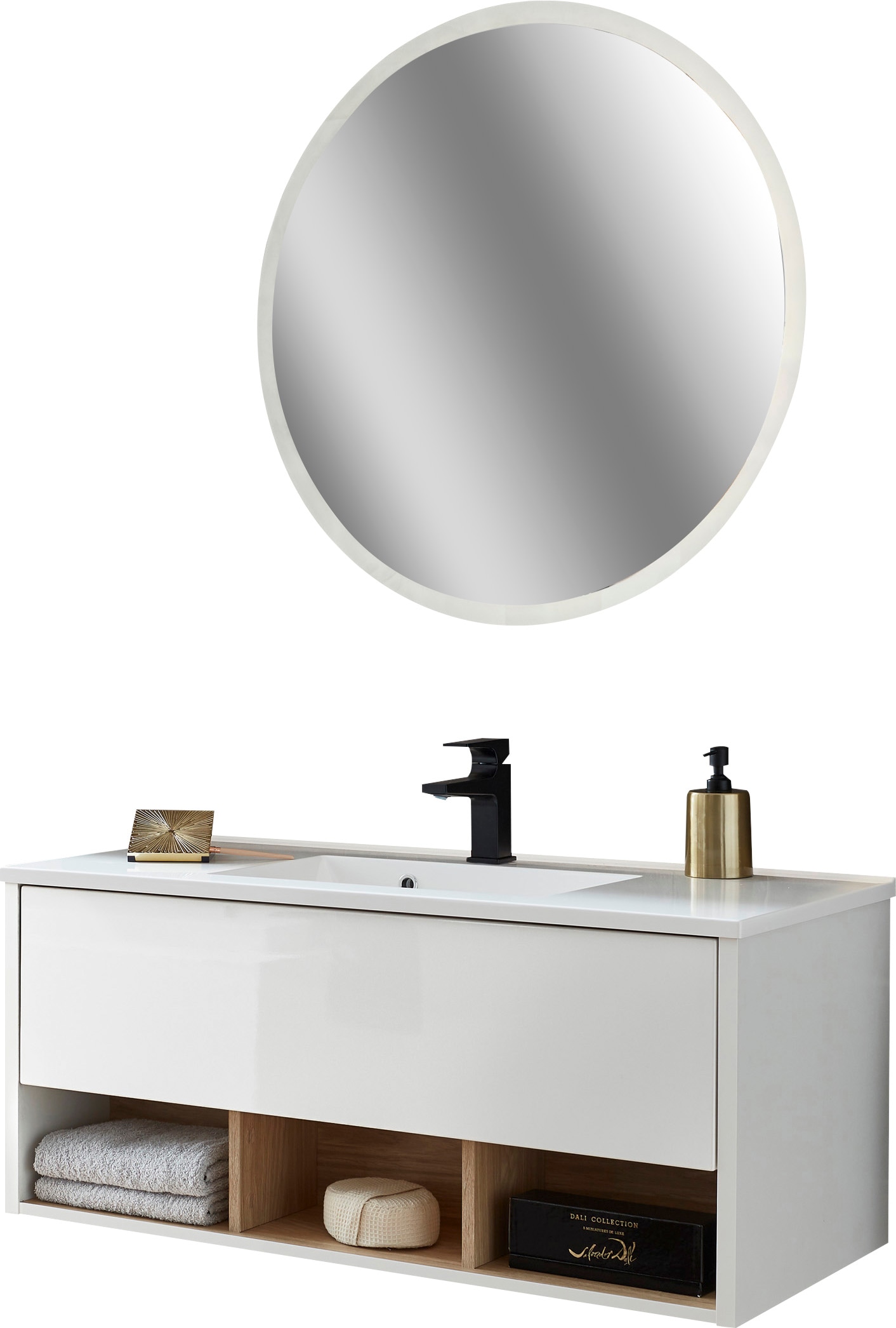Home affaire Badmöbel-Set "Studio Line, Bad im modernen Design, 2-teiliges Badezimmer" 2 Stk. tlg.