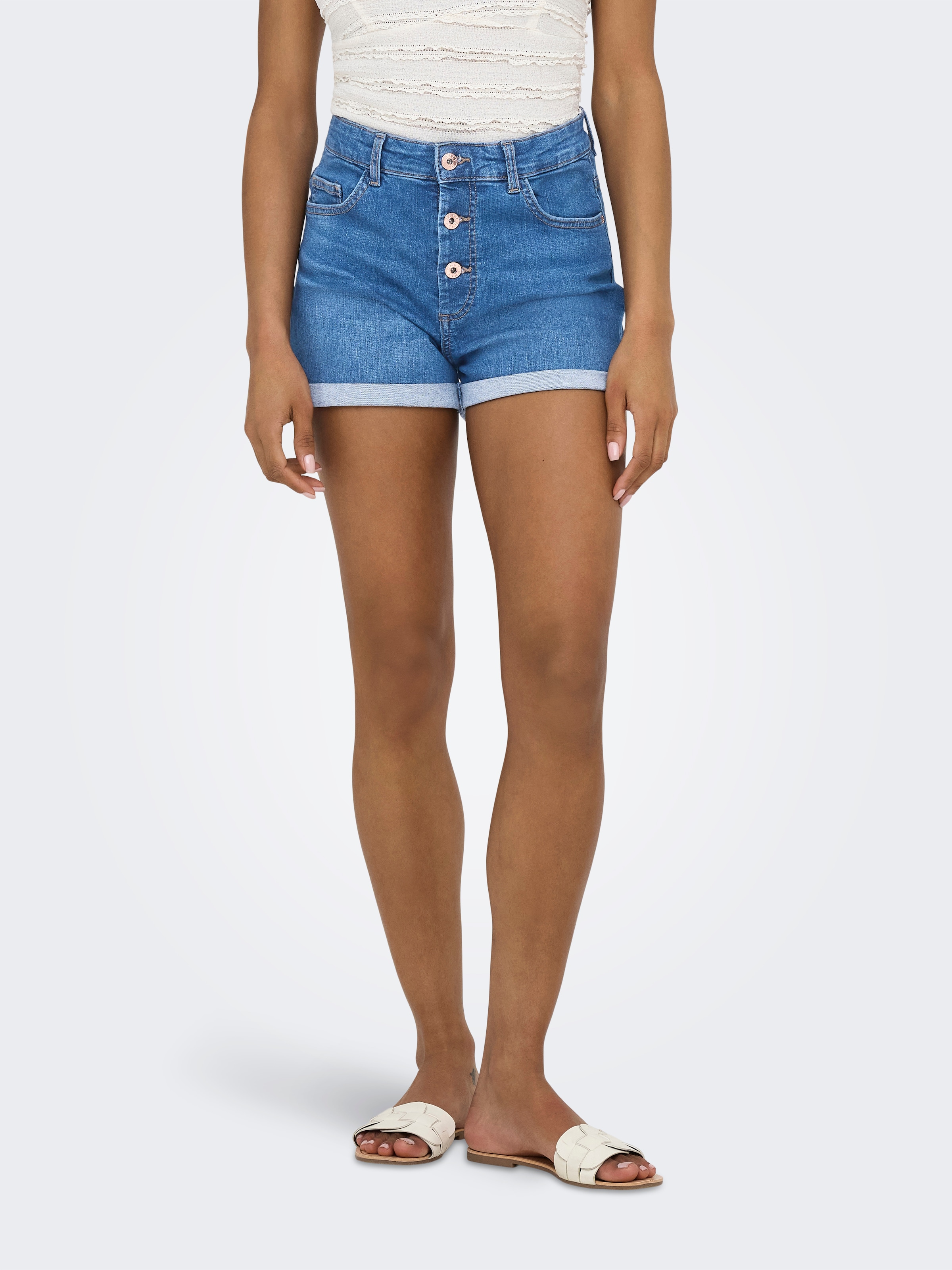 ONLY Shorts "ONLHUSH HW BUTTON FOLD UP SHORTS DNM PIM" günstig online kaufen