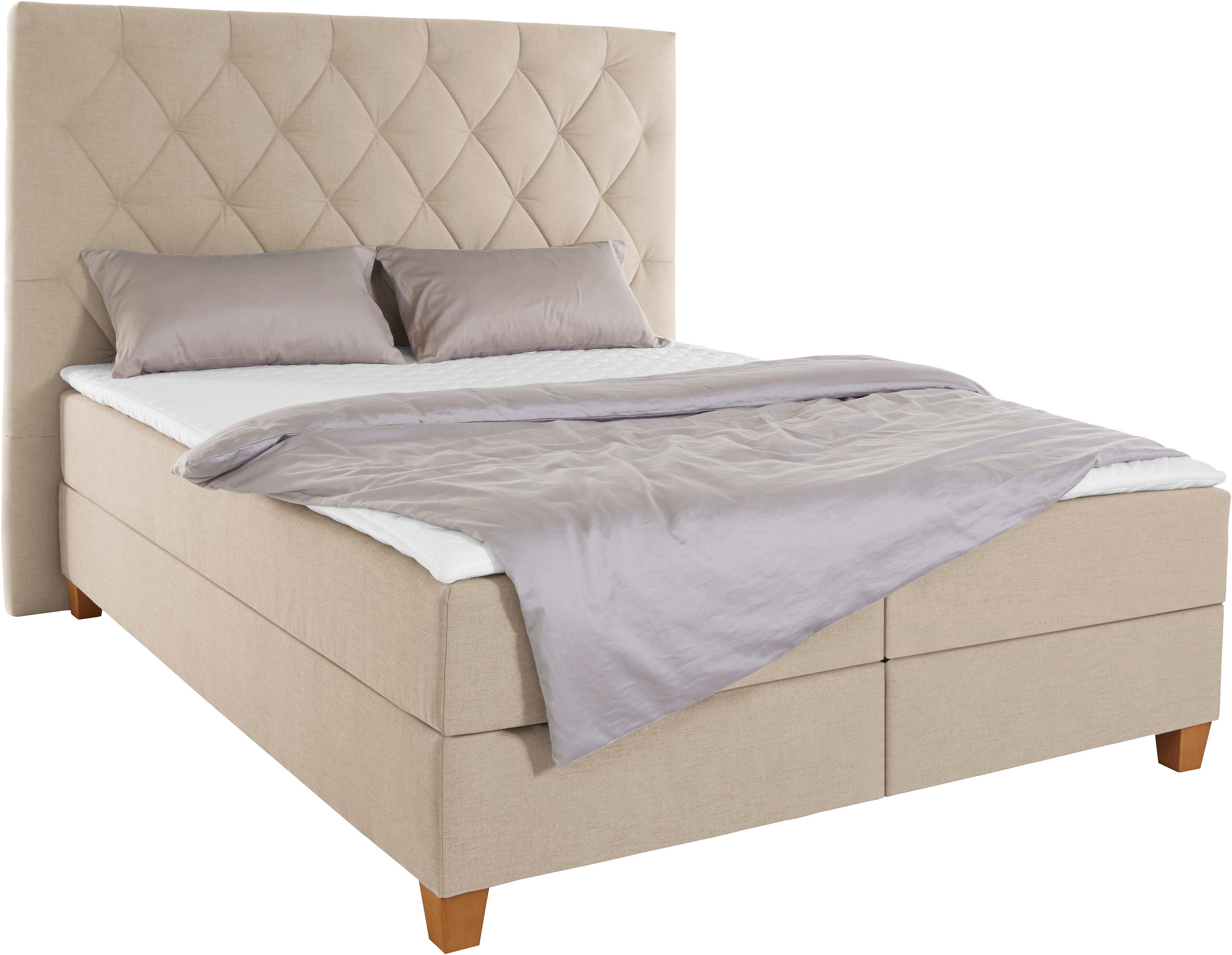 Home affaire Boxspringbett "Harmones hoch" in 3 Breiten, Härtegrad auch im Mix mit je 1 Matratze in H2 und H3