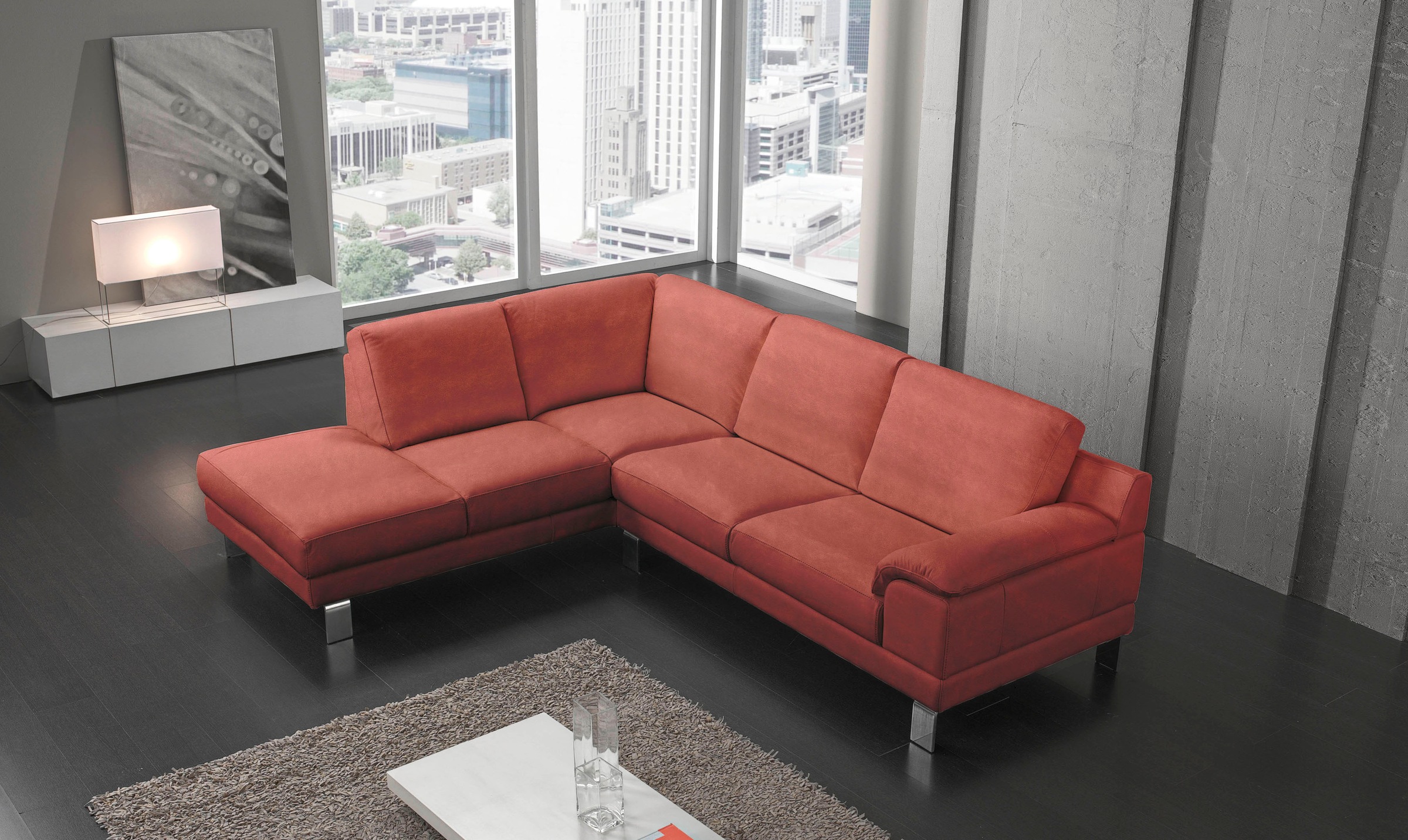 Egoitaliano Ecksofa »Shakira, Design und Sitzkomfort auf hohem Niveau, tolle Details«, mit Ottomane, L-Form, elegante Metallfüße
