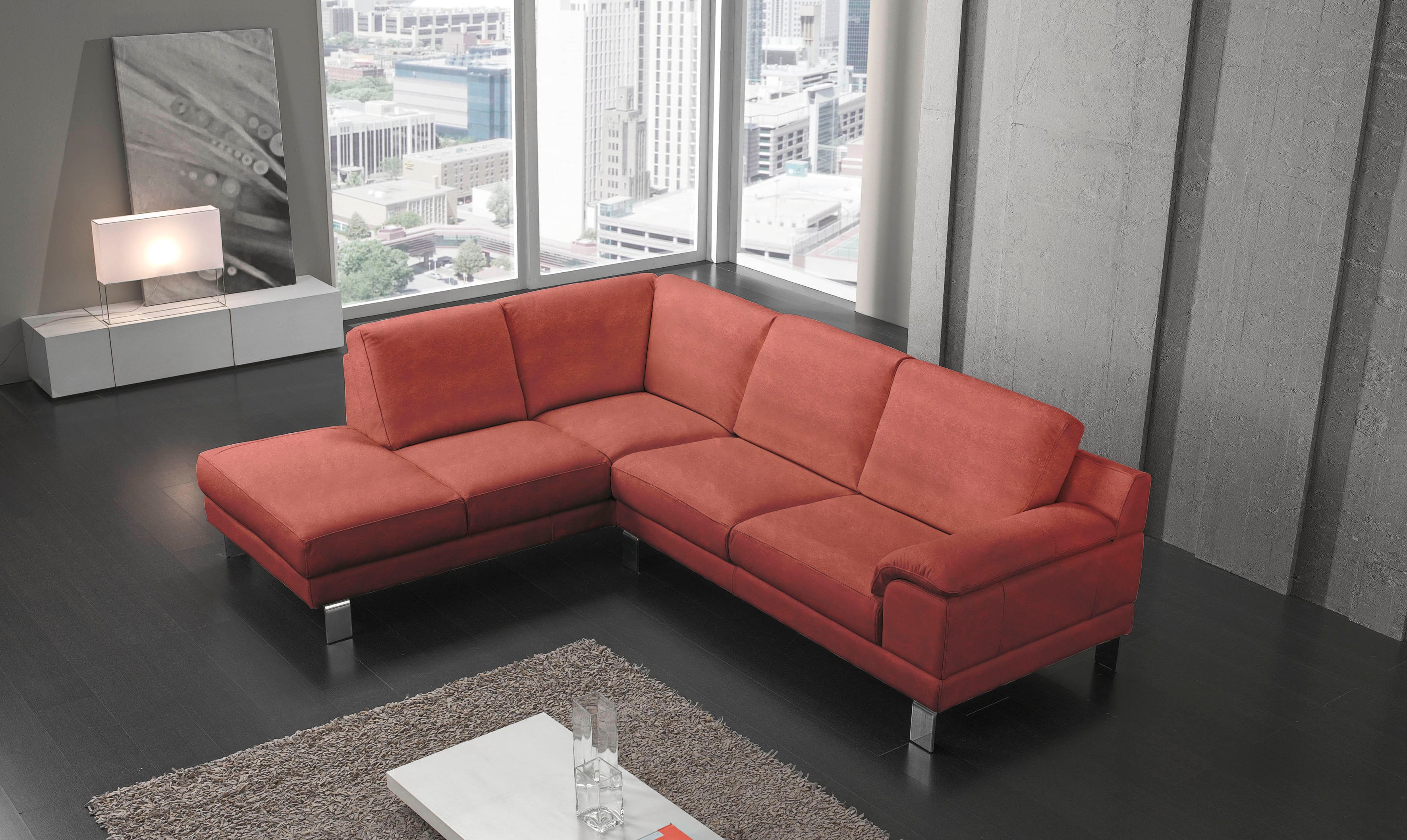 Egoitaliano Ecksofa "Shakira, Design und Sitzkomfort auf hohem Niveau, tolle Details" mit Ottomane, L-Form, elegante Metallfüße