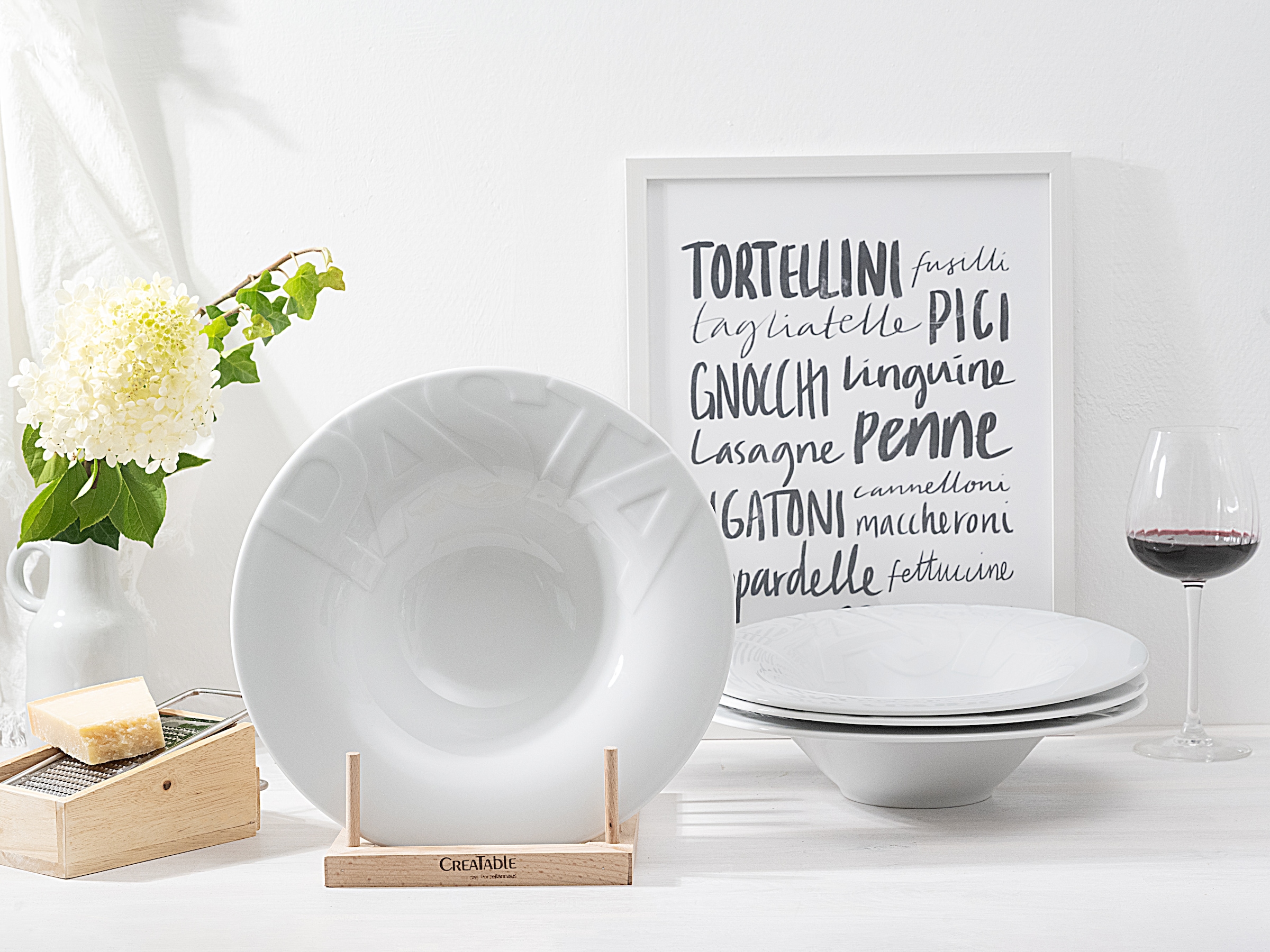 CreaTable Pastateller »Essteller«, (Set, 4 St.), Teller Set für 4 Personen, weiß, Porzellan