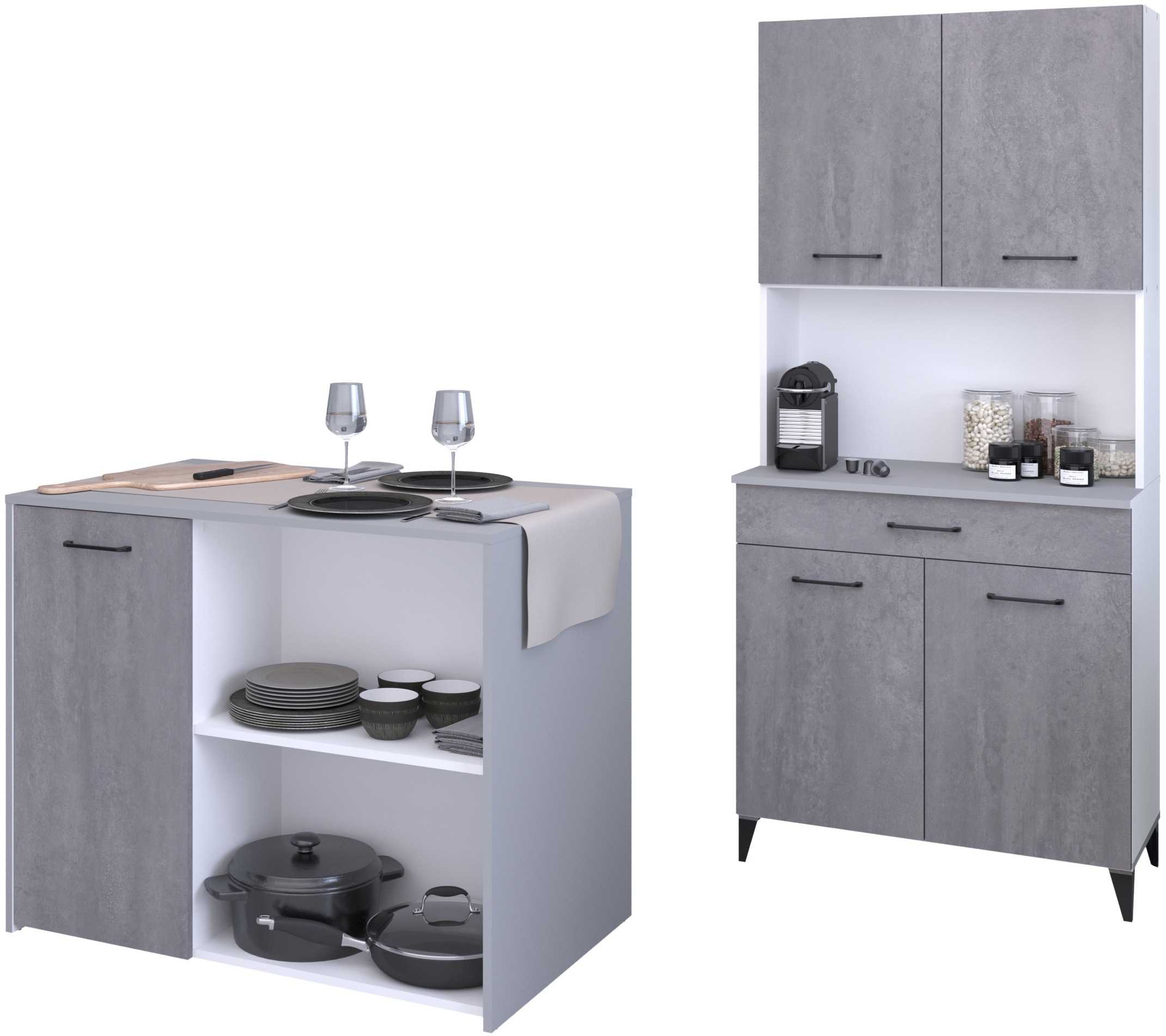 Schrank-Set »Malice 3«, (2 St., Buffet und Beistellschrank/Insel), viel Stauraum,...