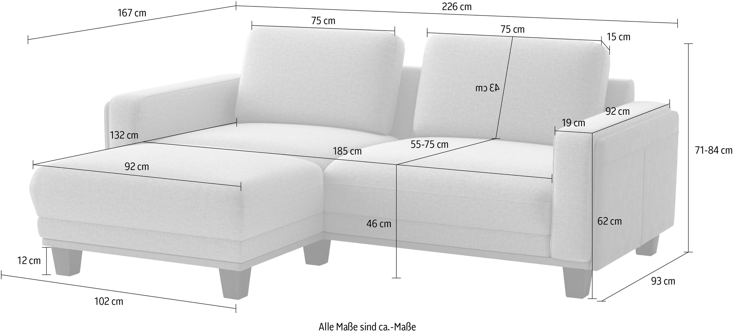 sit&more Ecksofa »Concept« Modernes Sofa in drei Fußfarben zur Auswahl