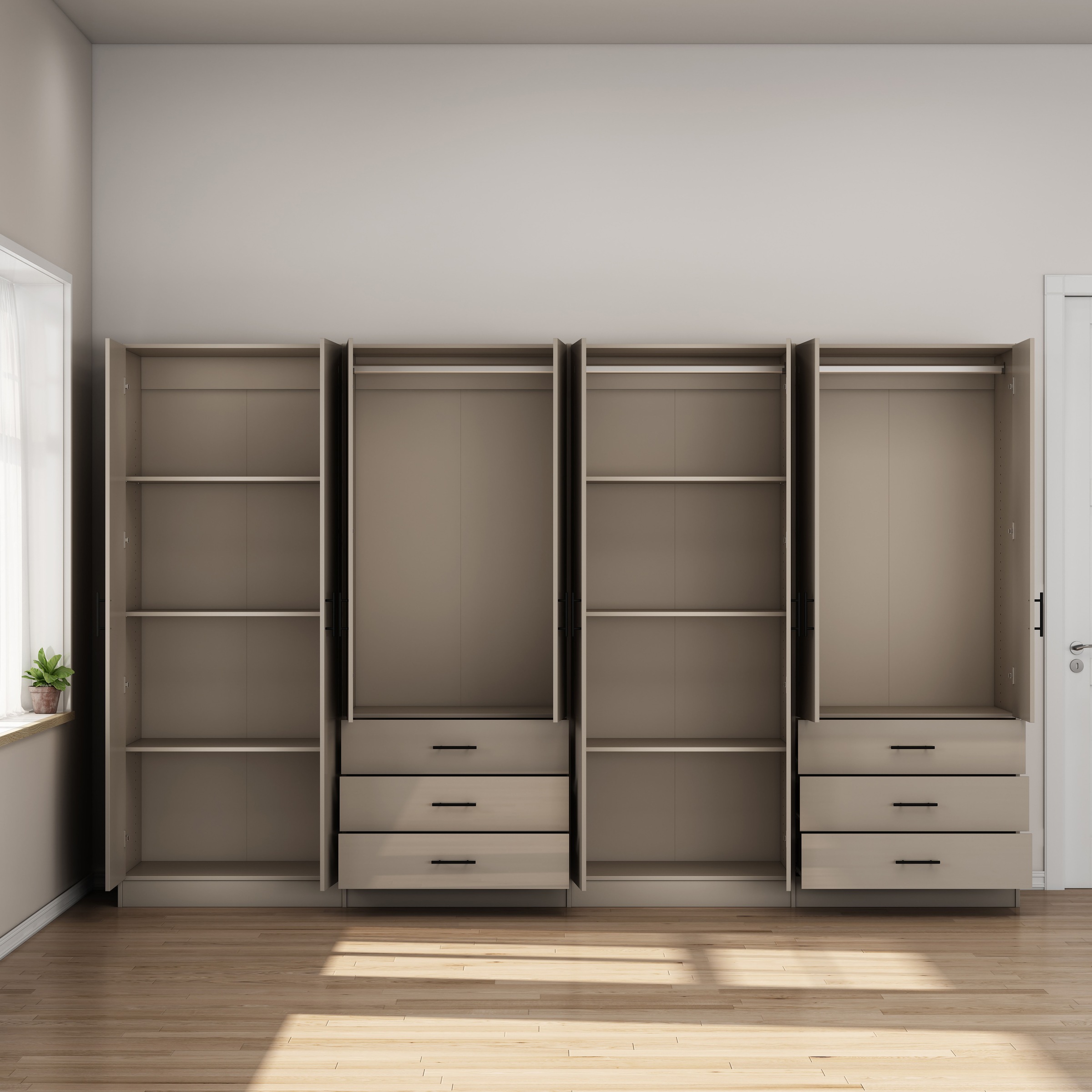 OTTO home Kleiderschrank »Trento Schlafzimmerschrank Garderobe hochglanz« Schrank mit 8 Türen und 6 Schubladen, hochglänzende Fronten