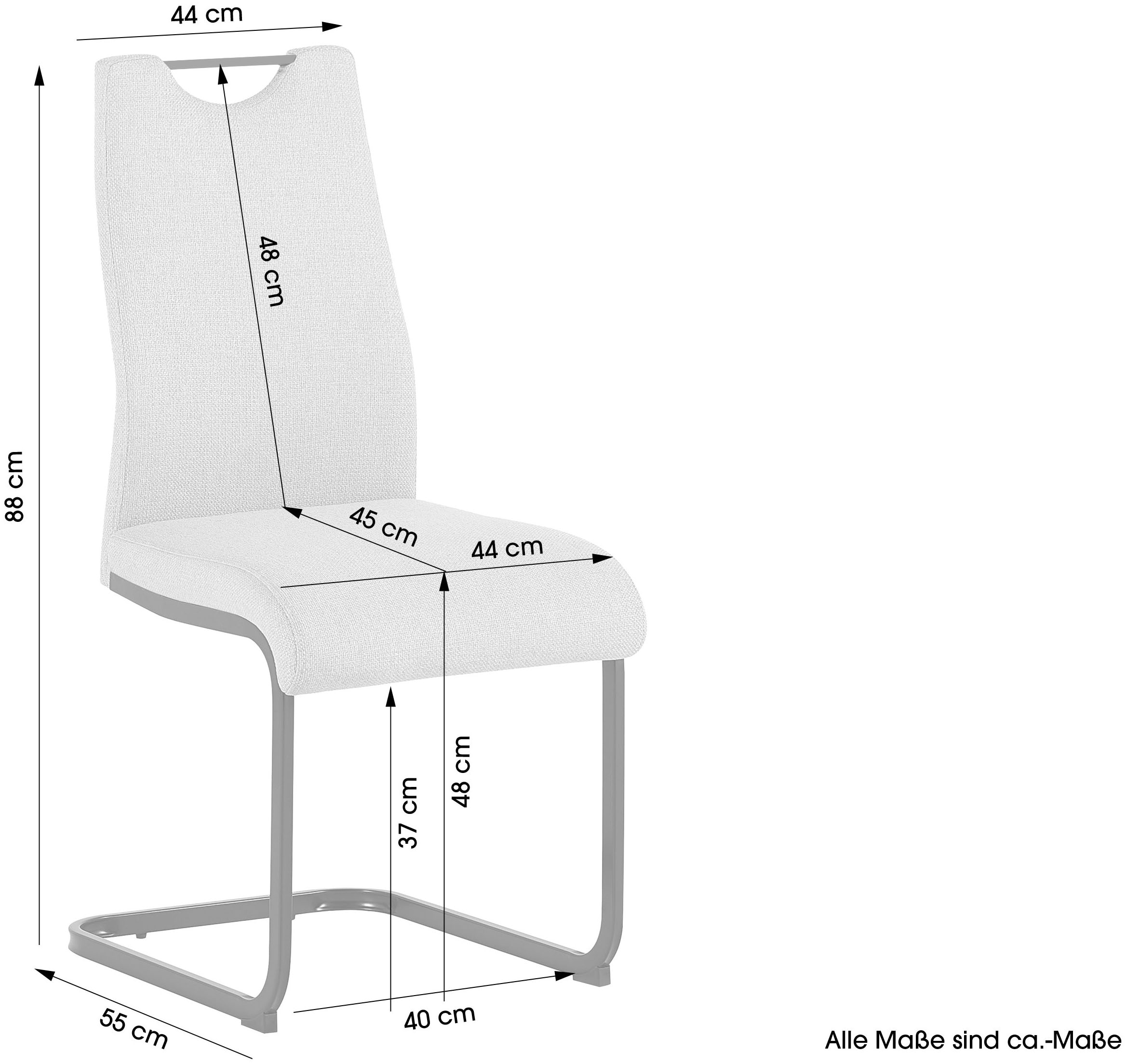 byLIVING Freischwinger »CAPRI« (Set) 2 Stk.Webstoff, bis 110 kg, Schaumstoff, Schwingstuhlgestell, mit Griff