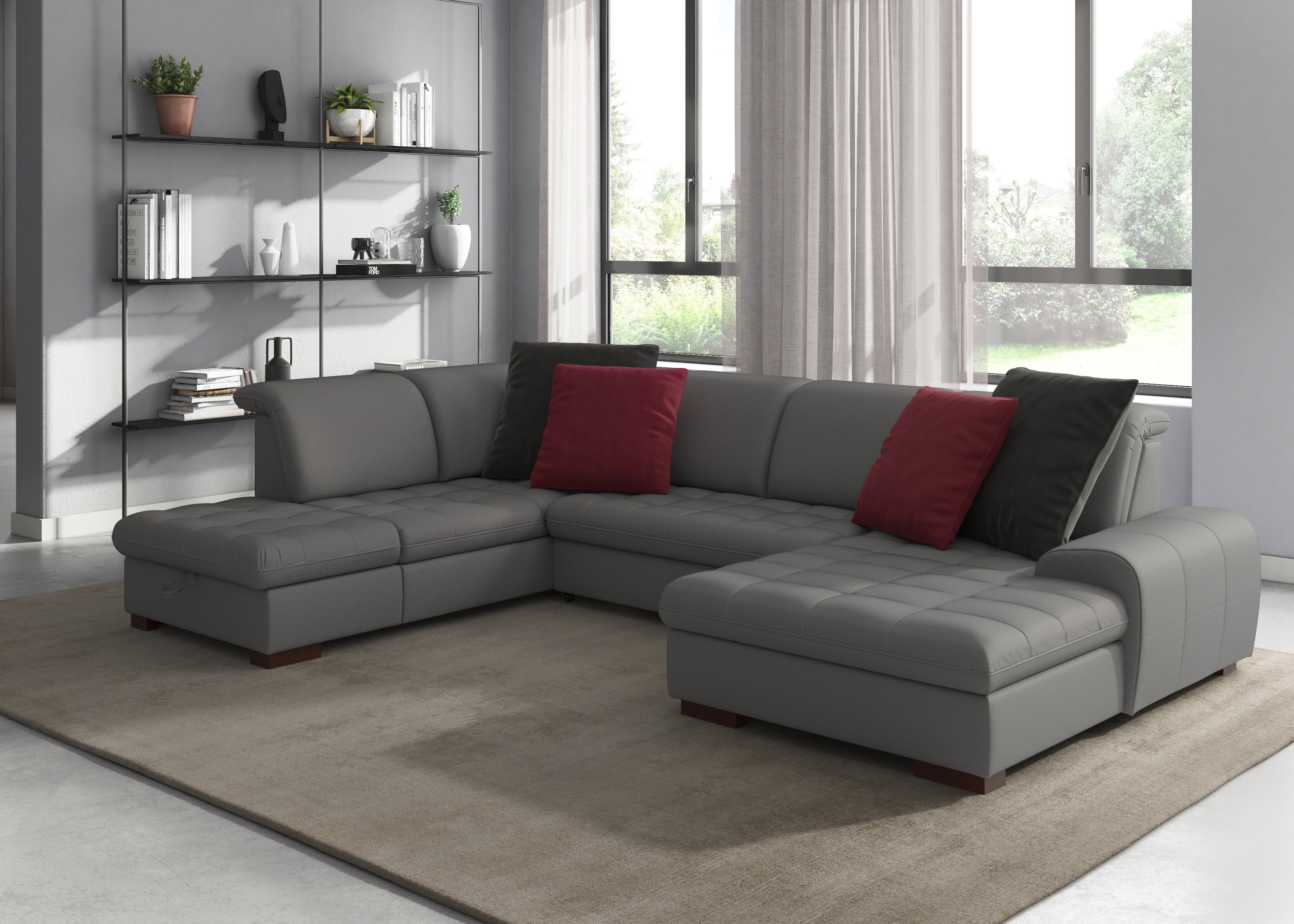 sit&more Wohnlandschaft "Luxor U-Form" wahlweise mit Schlaffunktion, Bettkasten und Kopfteilverstellung