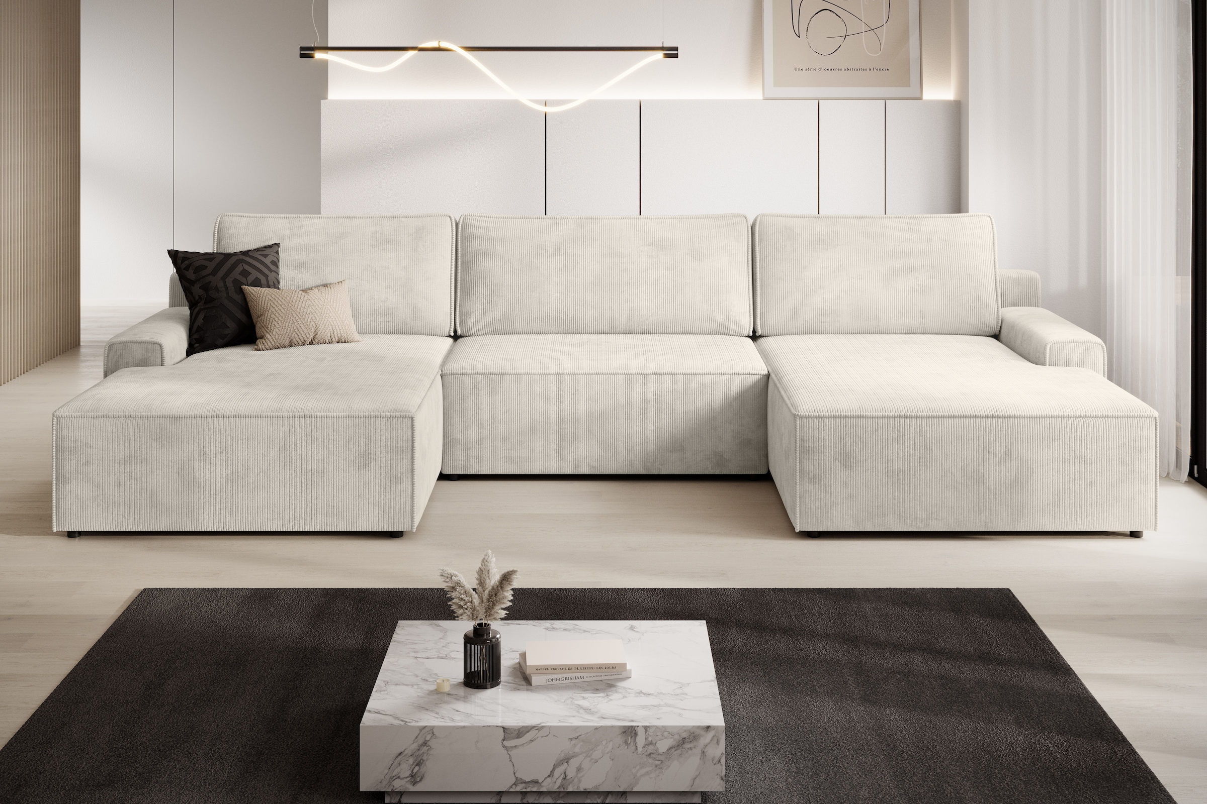 TRENDMANUFAKTUR Wohnlandschaft »Challenge, Schlafsofa mit Bettkasten, Couch in U-Form,...