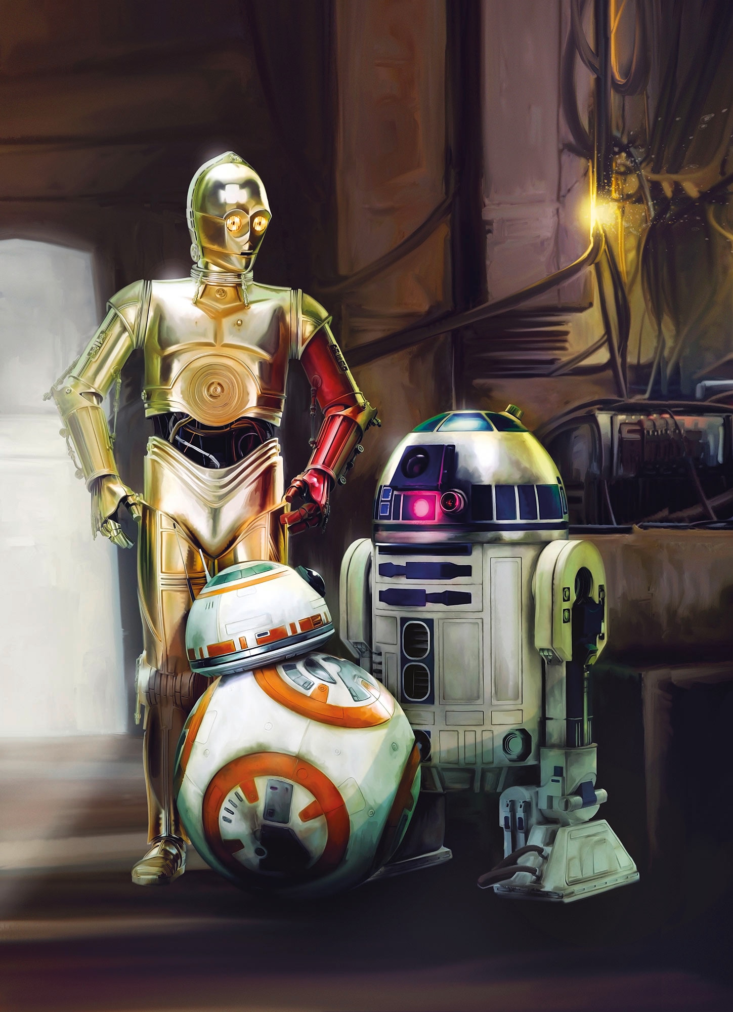 Komar Fototapete »STAR WARS Three Droids«, 184x254 cm (Breite x Höhe)