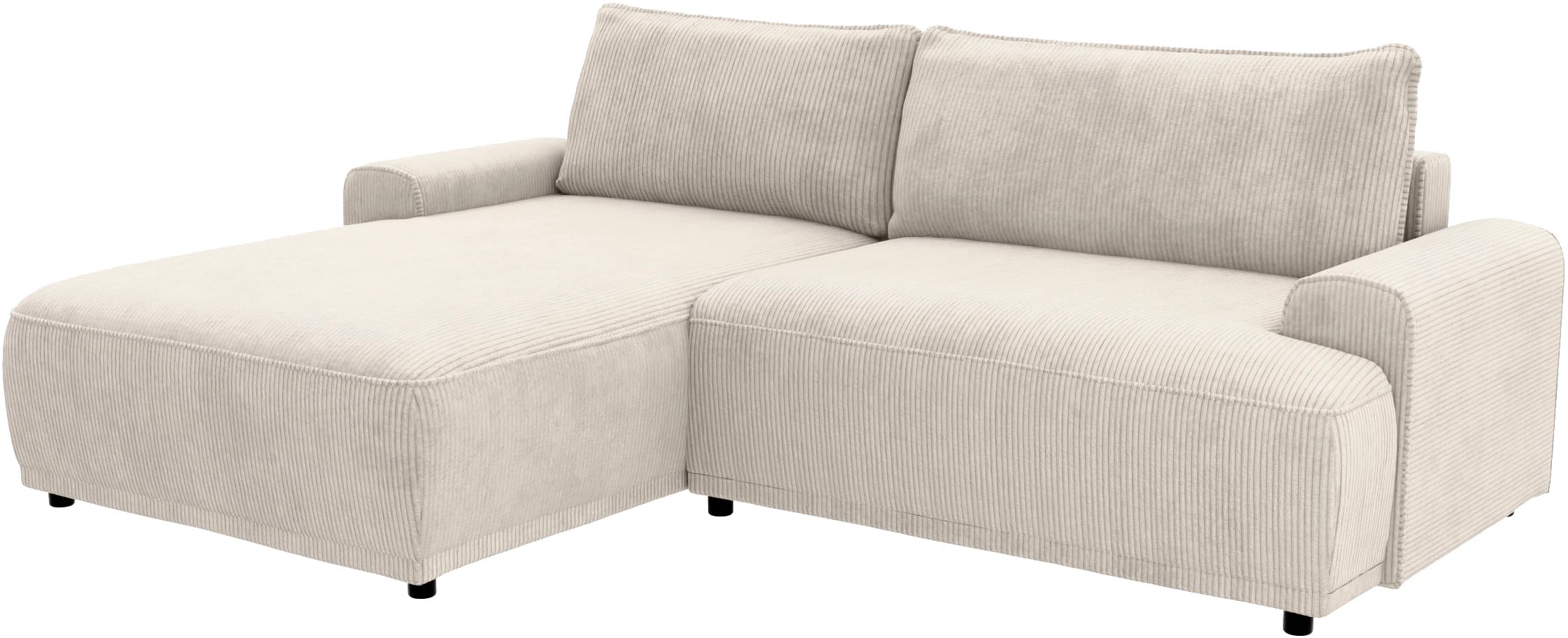 TRENDMANUFAKTUR Ecksofa »Fordon, Schlafsofa mit Bettkasten, Couch in L-Form, Breite 250 cm«, in Cordstoff HYPER, cream, Recamiere links