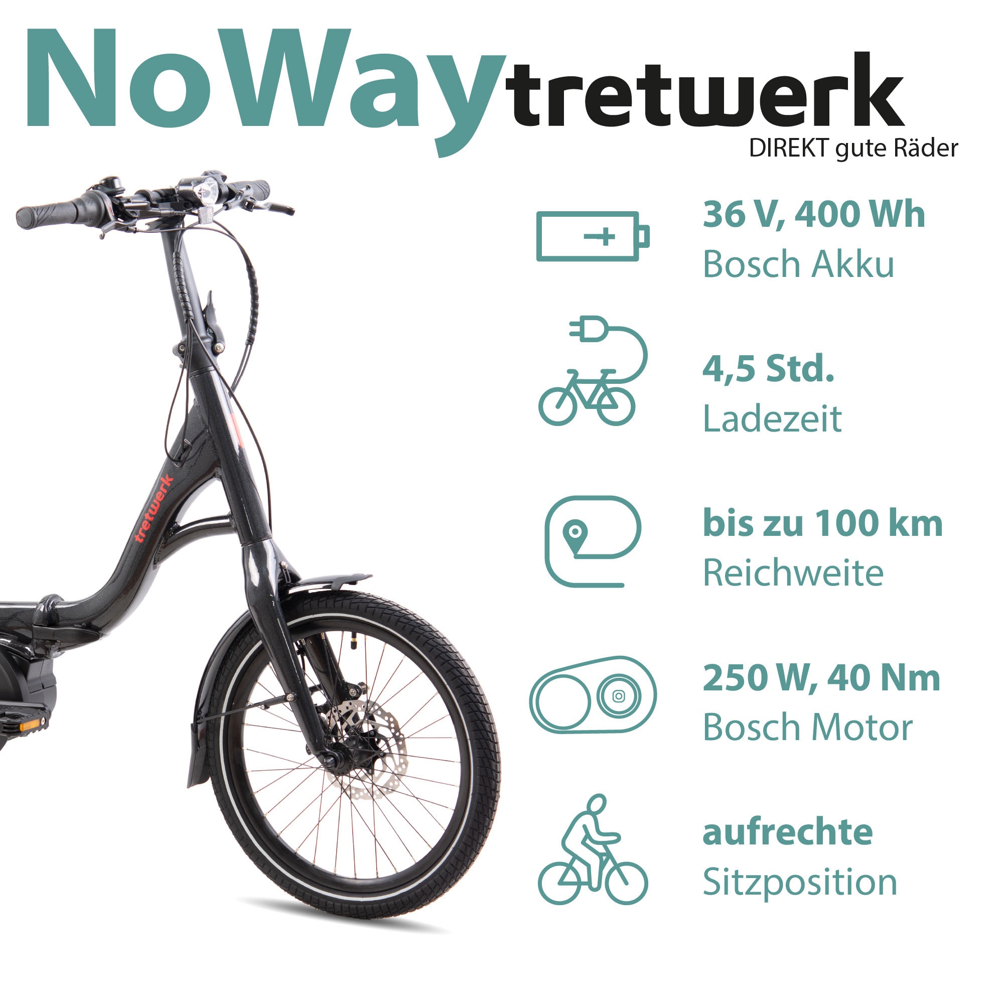 Tretwerk E-Bike »No Way«, 8 Gang, Mittelmotor 250 W, Pedelec, Elektrofahrrad für Damen u. Herren