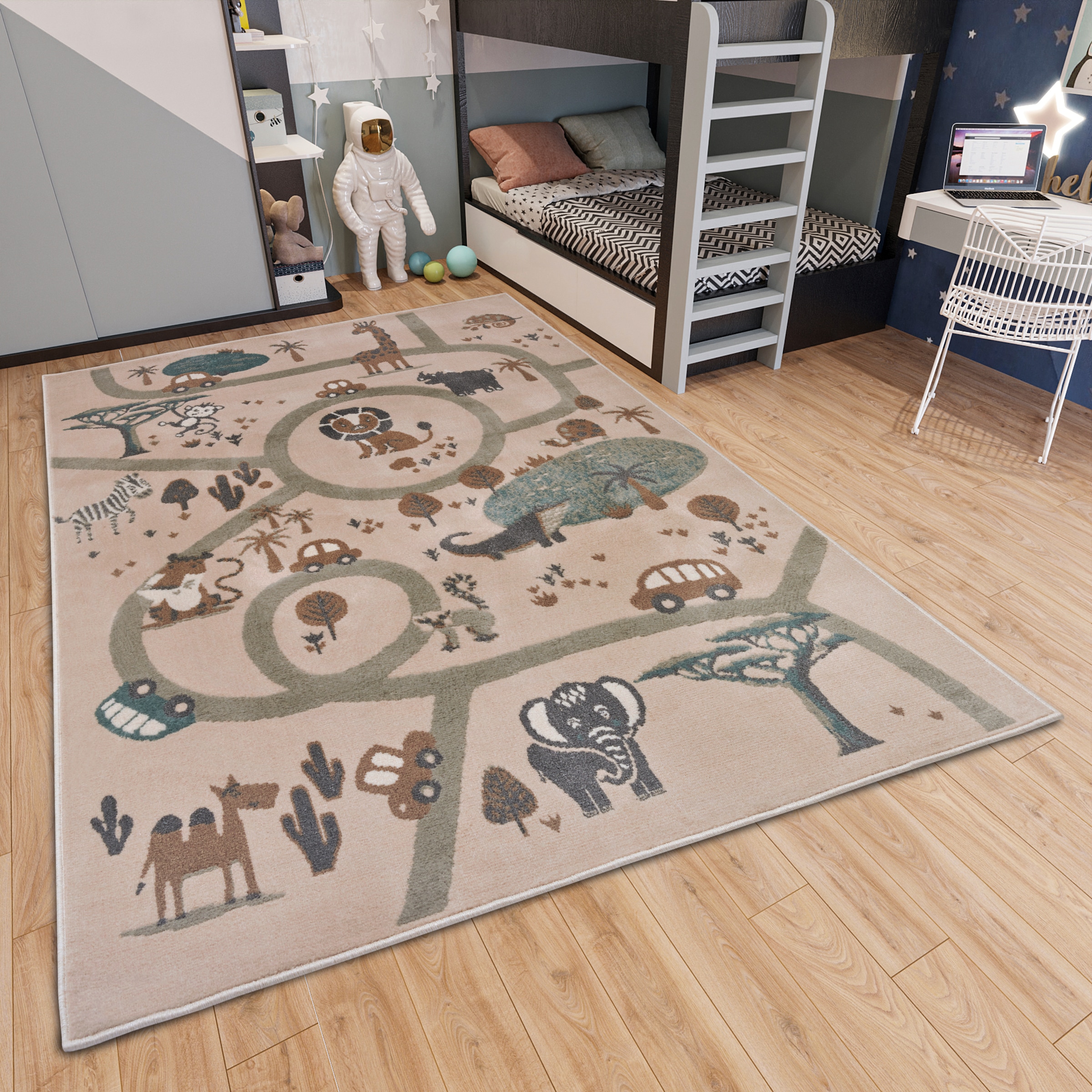 HANSE Home "Adventures Animal Park" rechteckig 8 mm Höhe Spielteppich, fest, Kinderzimmer, Kurzflor, Spielunterlage