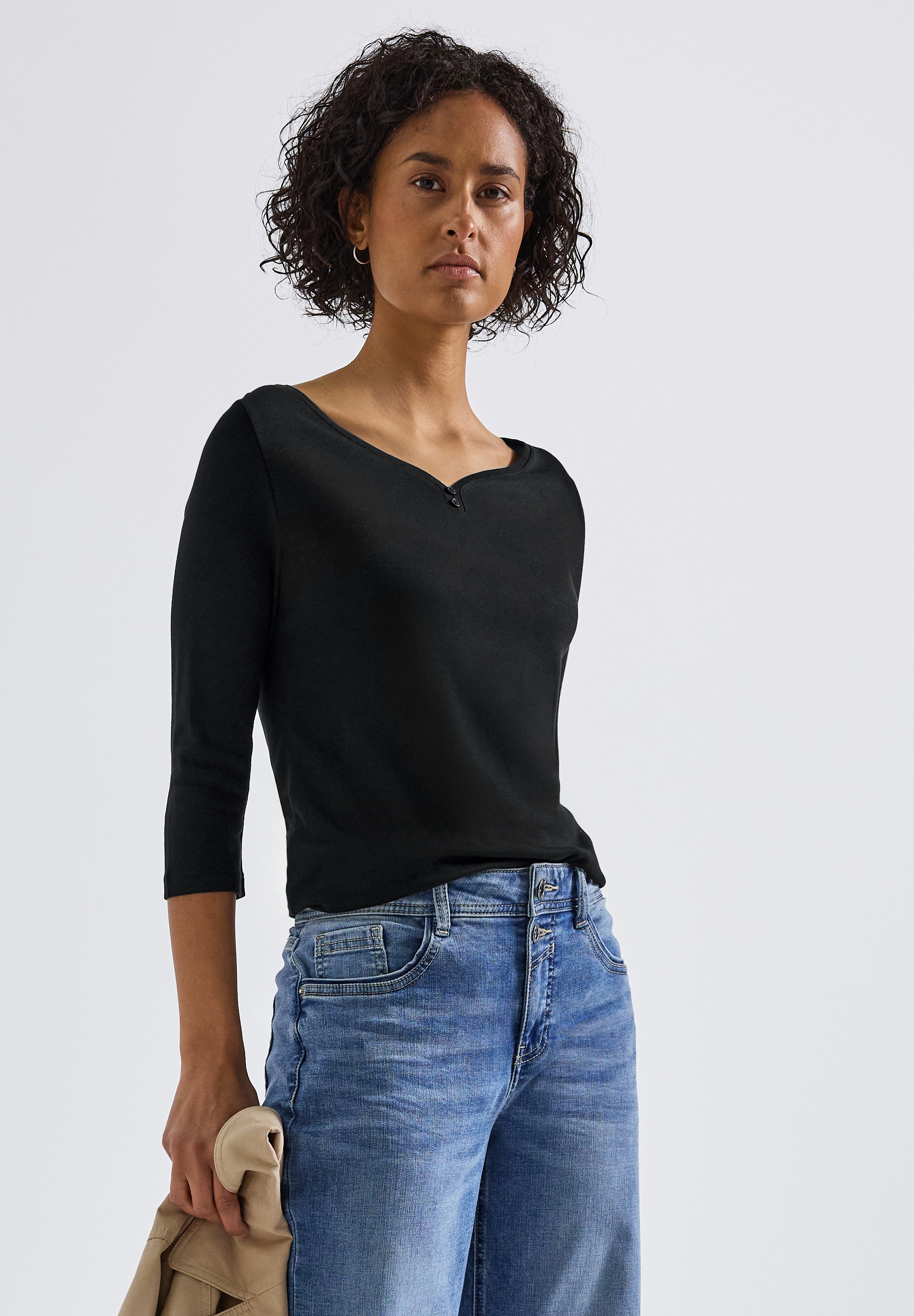 STREET ONE 3/4-Arm-Shirt, mit Knopfdetail günstig online kaufen
