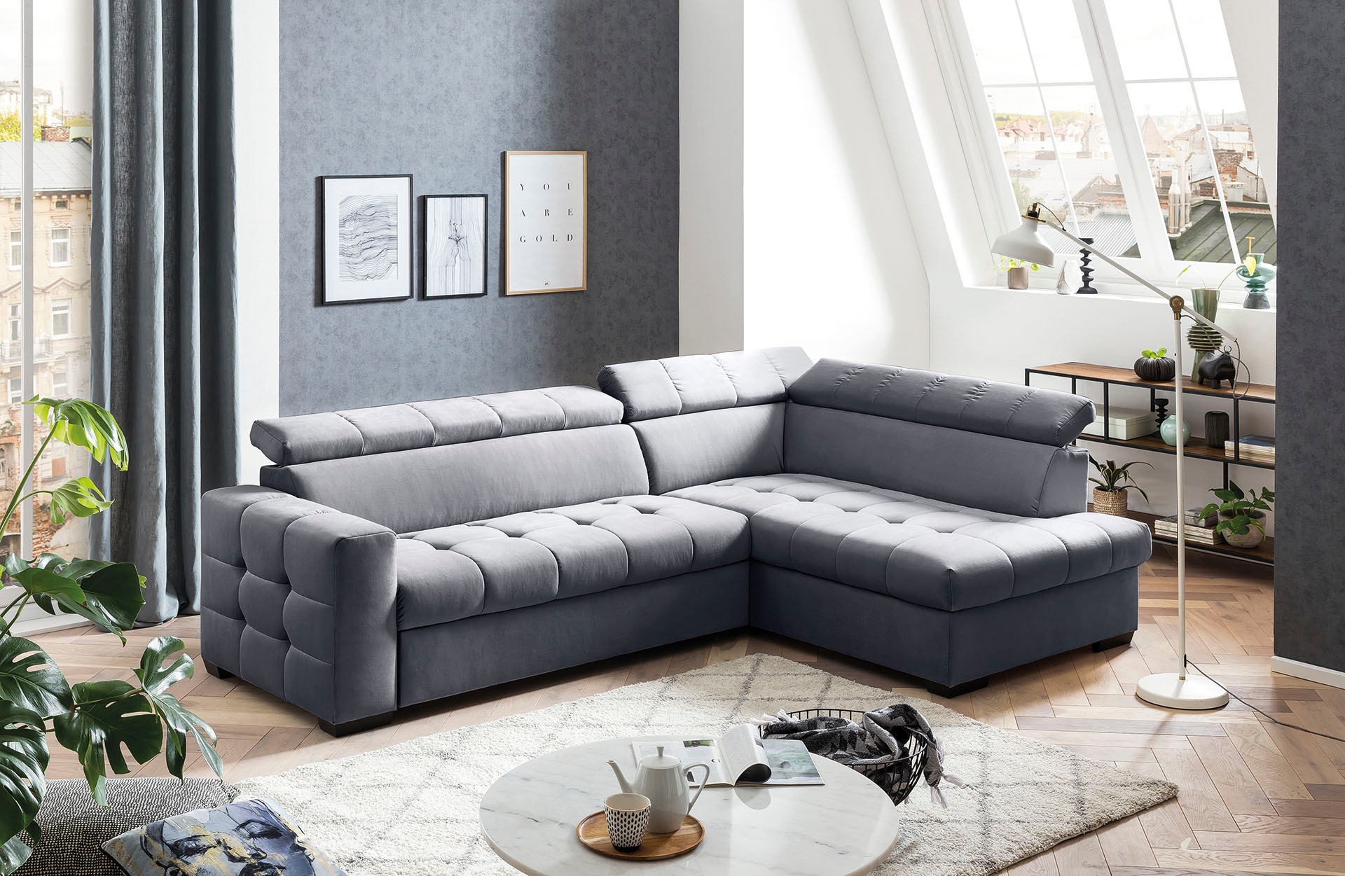 Sitzbereich, bestellen sofa Steppung Ecksofa - und mit Wahlweise | BAUR fashion Bettfunktion »Otusso«, im Bettkasten exxpo