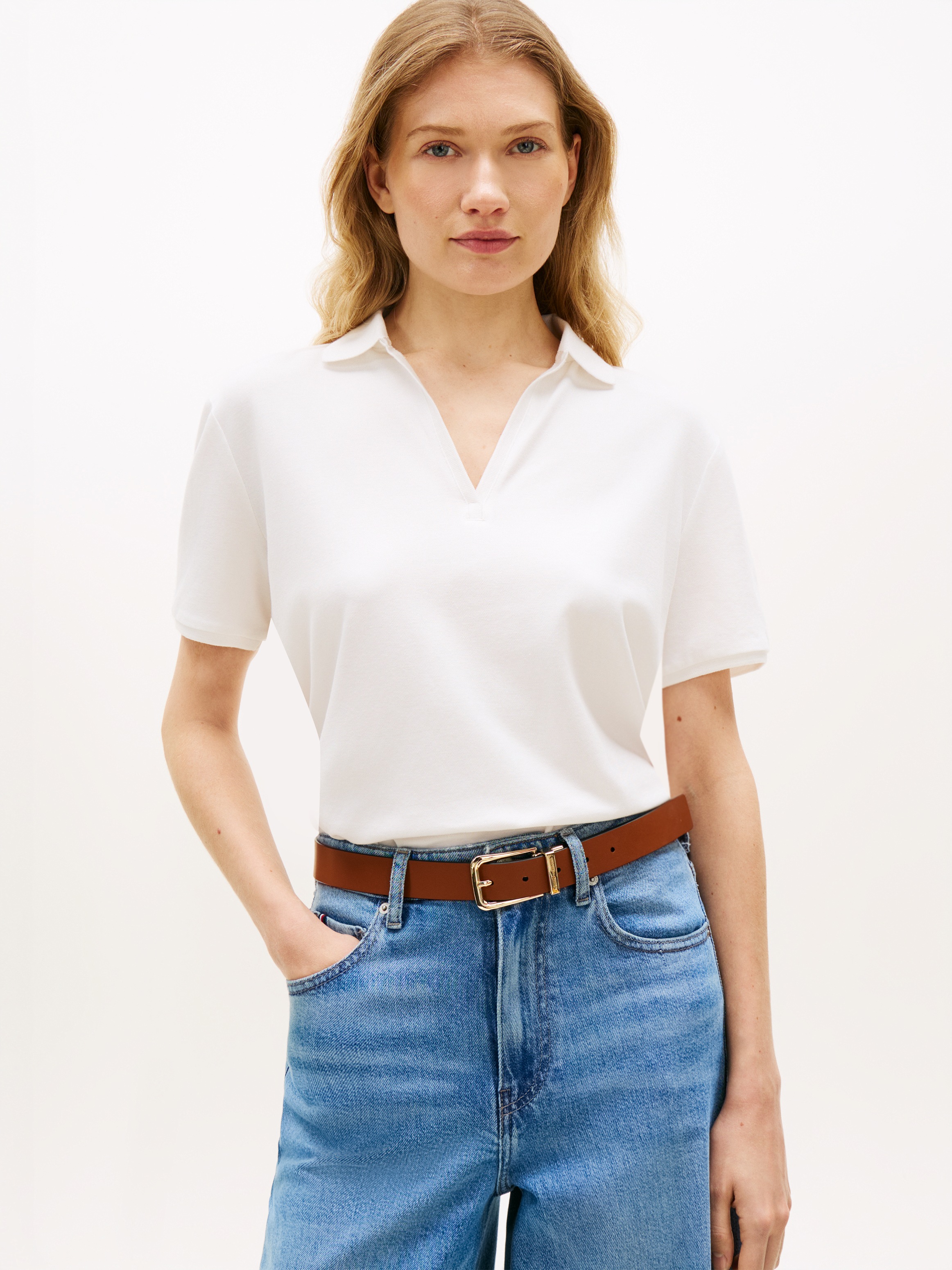 Tommy Hilfiger Poloshirt "LYOCELL PIQUE OPEN-NK SS POLO" mit kleinem Logo-S günstig online kaufen