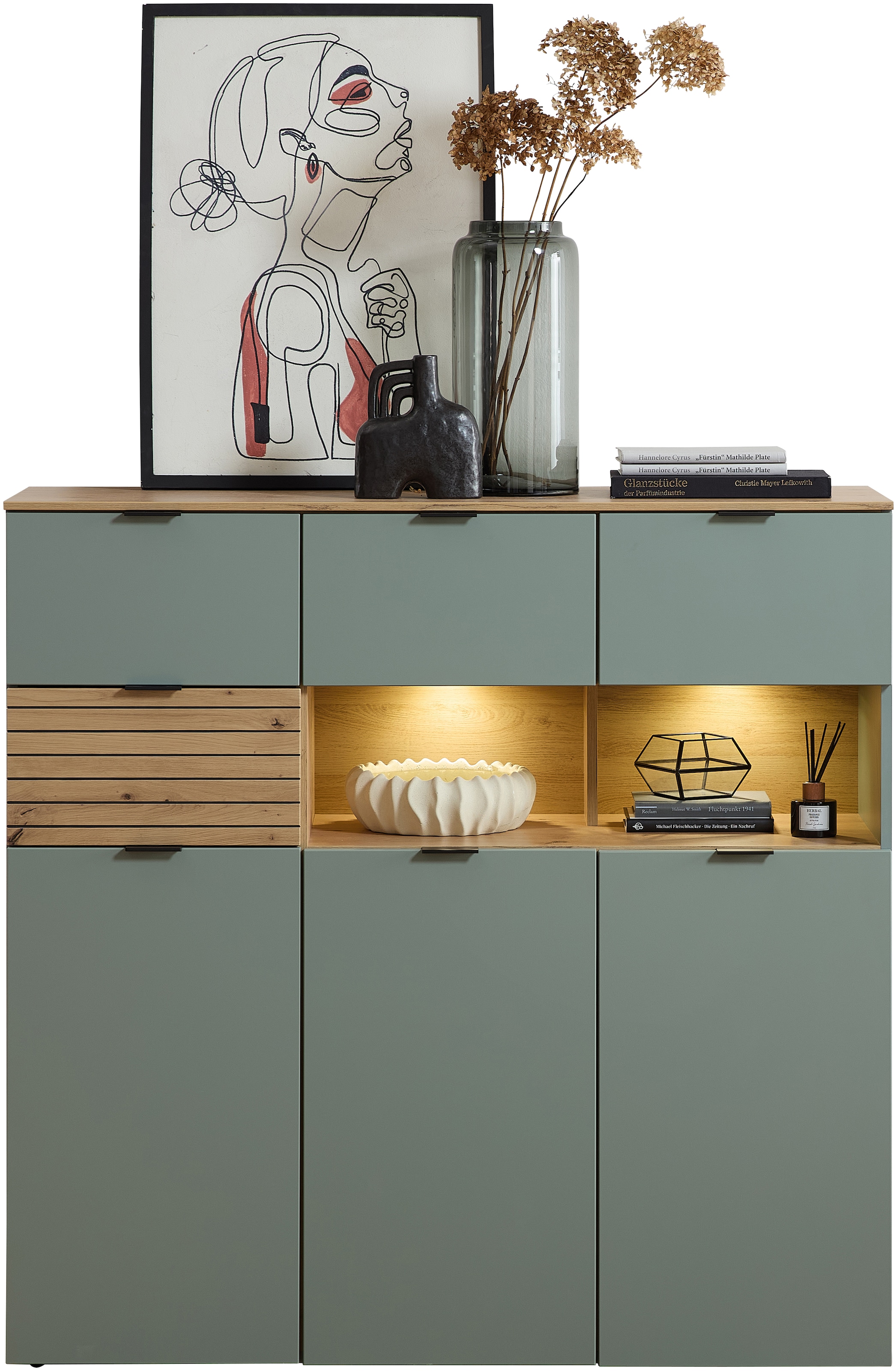 Innostyle Highboard "INA" 1 Stk. tlg. 3 türig, 4 Schubladen, inkl. Beleucht günstig online kaufen