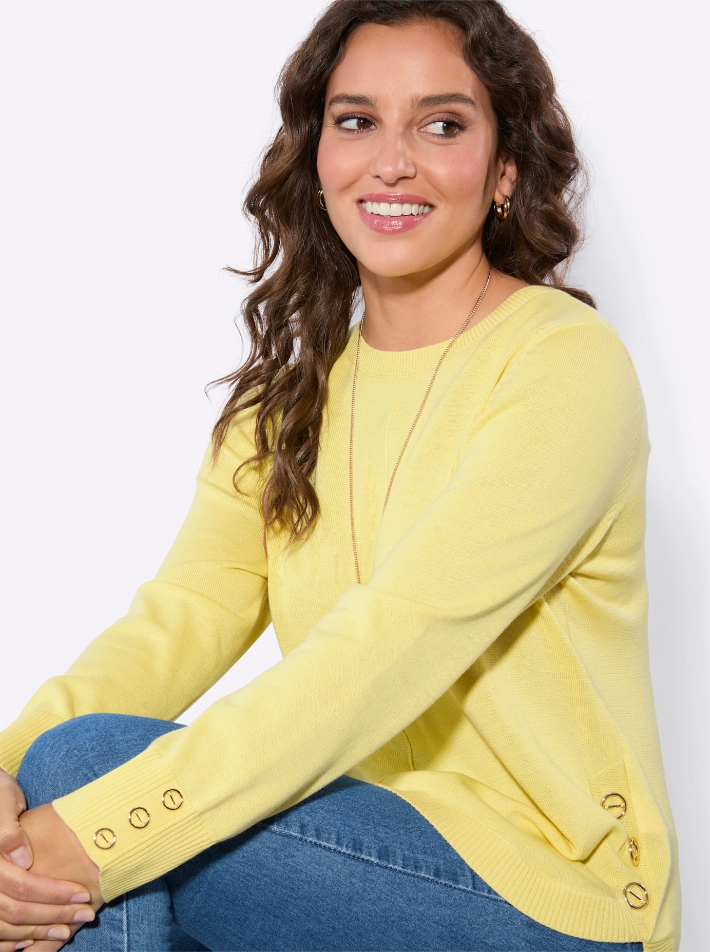 CASUAL LOOKS Long Sleeve Sweater Lemon Size 42 3
