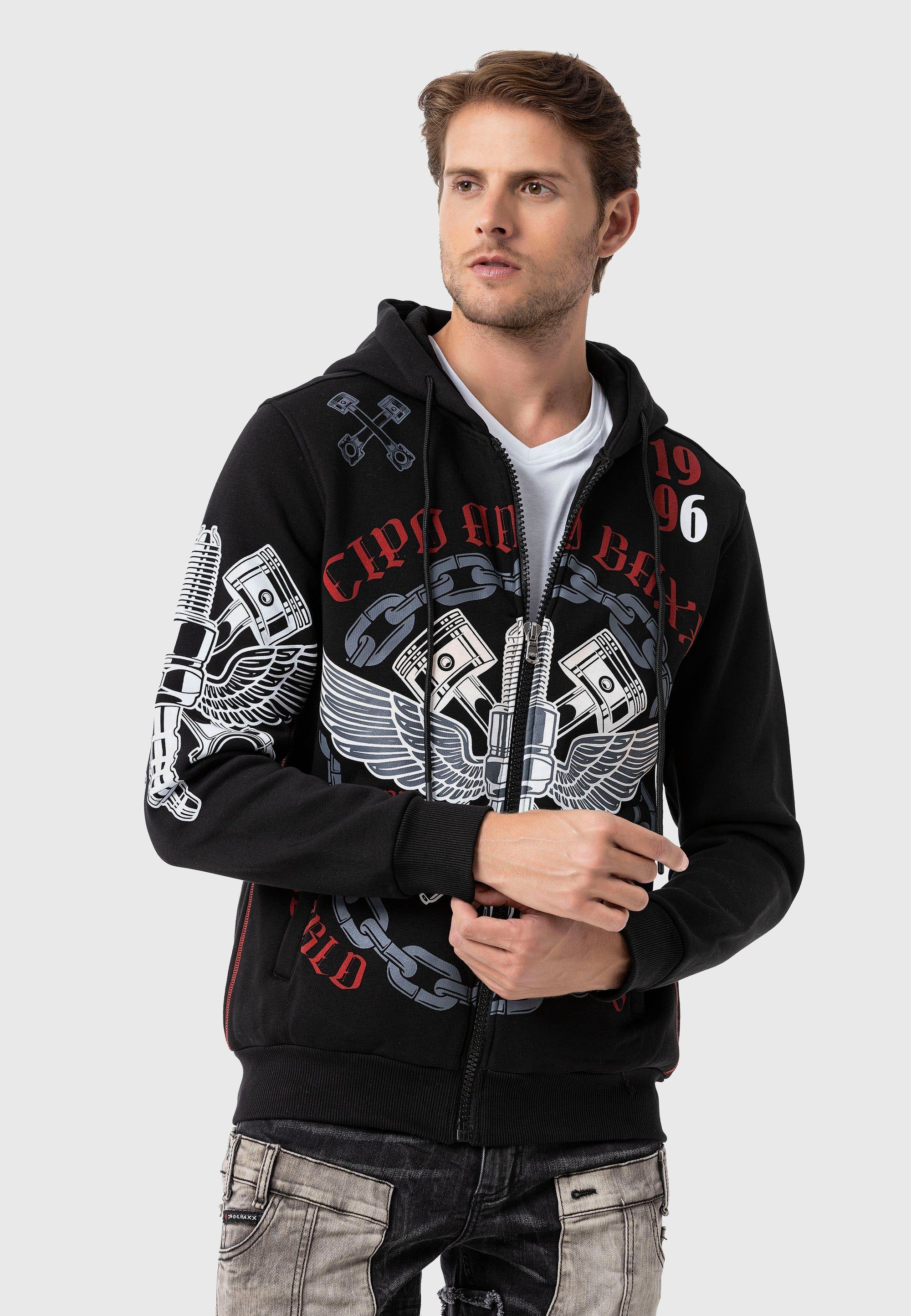 Cipo & Baxx Sweatjacke "Cipo & Baxx Sweatjacken" mit Print auf Front- und Rückseite