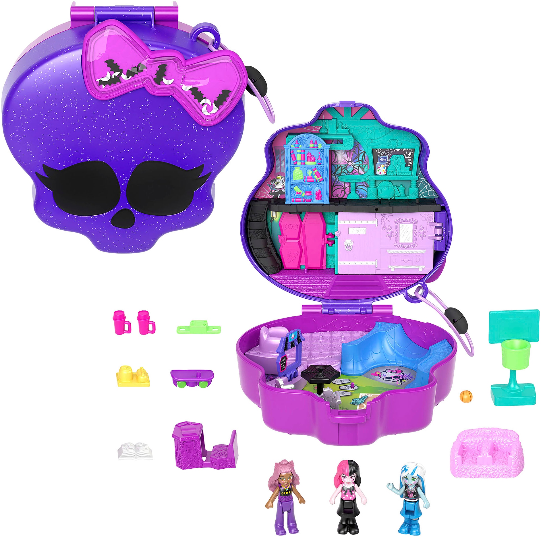 Polly Pocket Spielwelt »Monster High Schatulle«, mit 3 kleinen Puppen