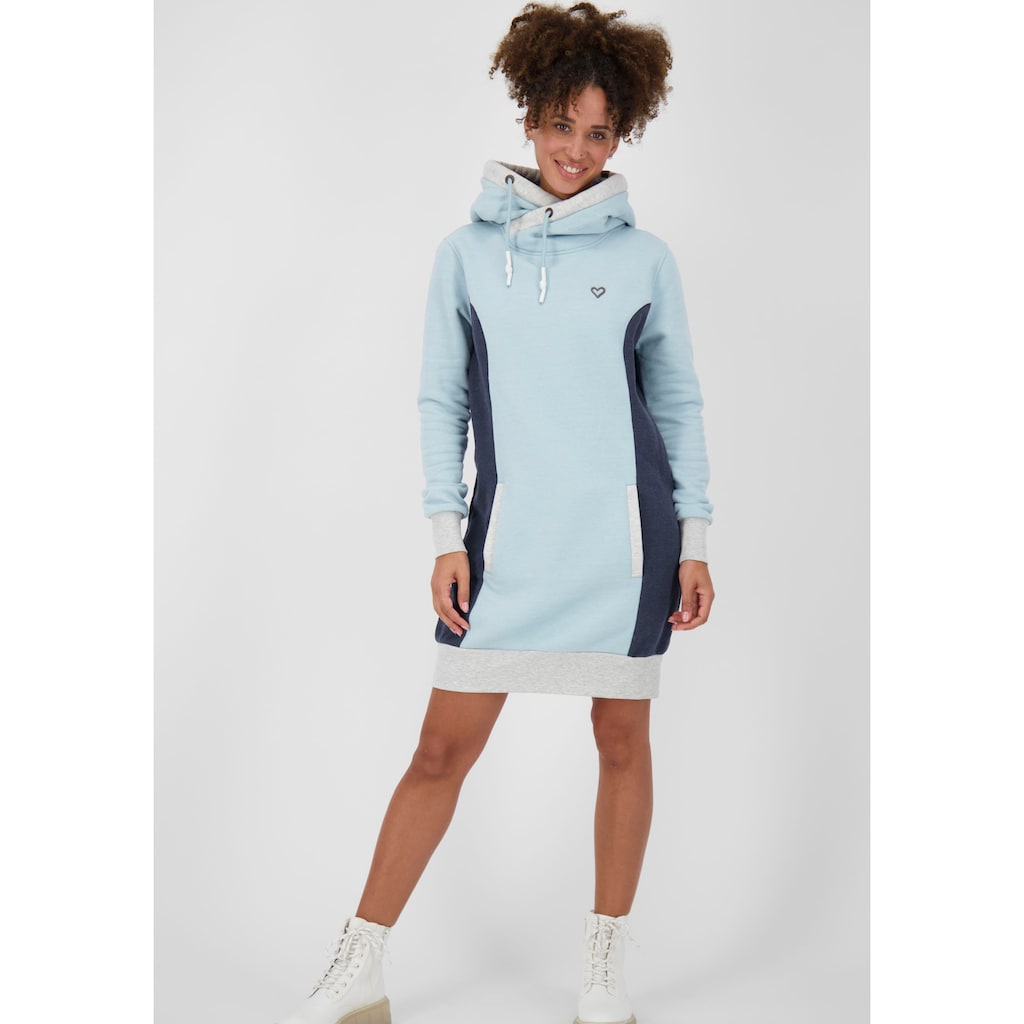 Damenmode Kleider Alife & Kickin Sweatkleid »JilineAK«, sportives Kapuzen-Kleid mit Kontrastdetails und Seitentaschen hellblau