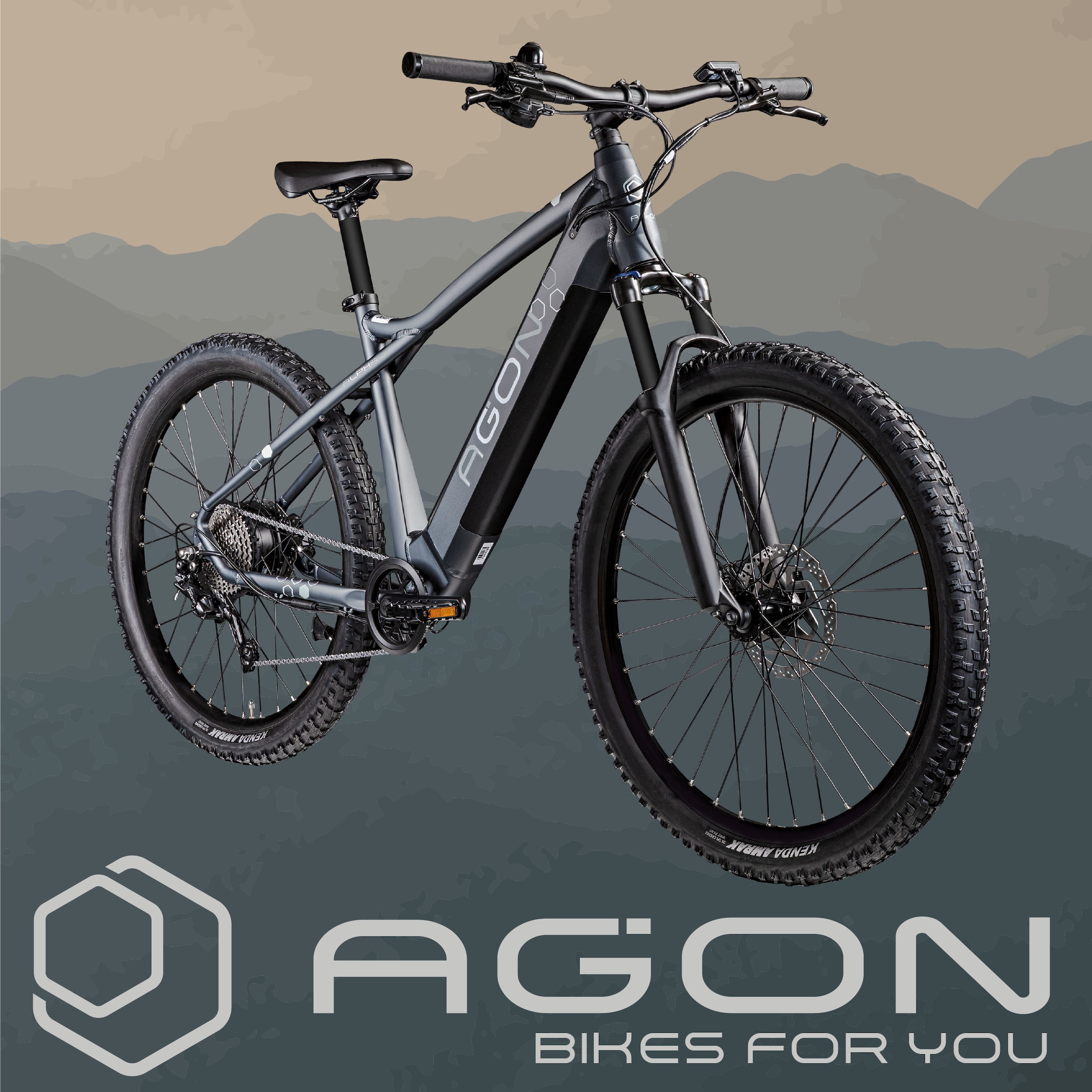 AGON E-Bike »Alpha«, 10 Gang, Deore SGS T6000, Heckmotor 250 W, Pedelec, Elektrofahrrad für Damen u. Herren, MTB