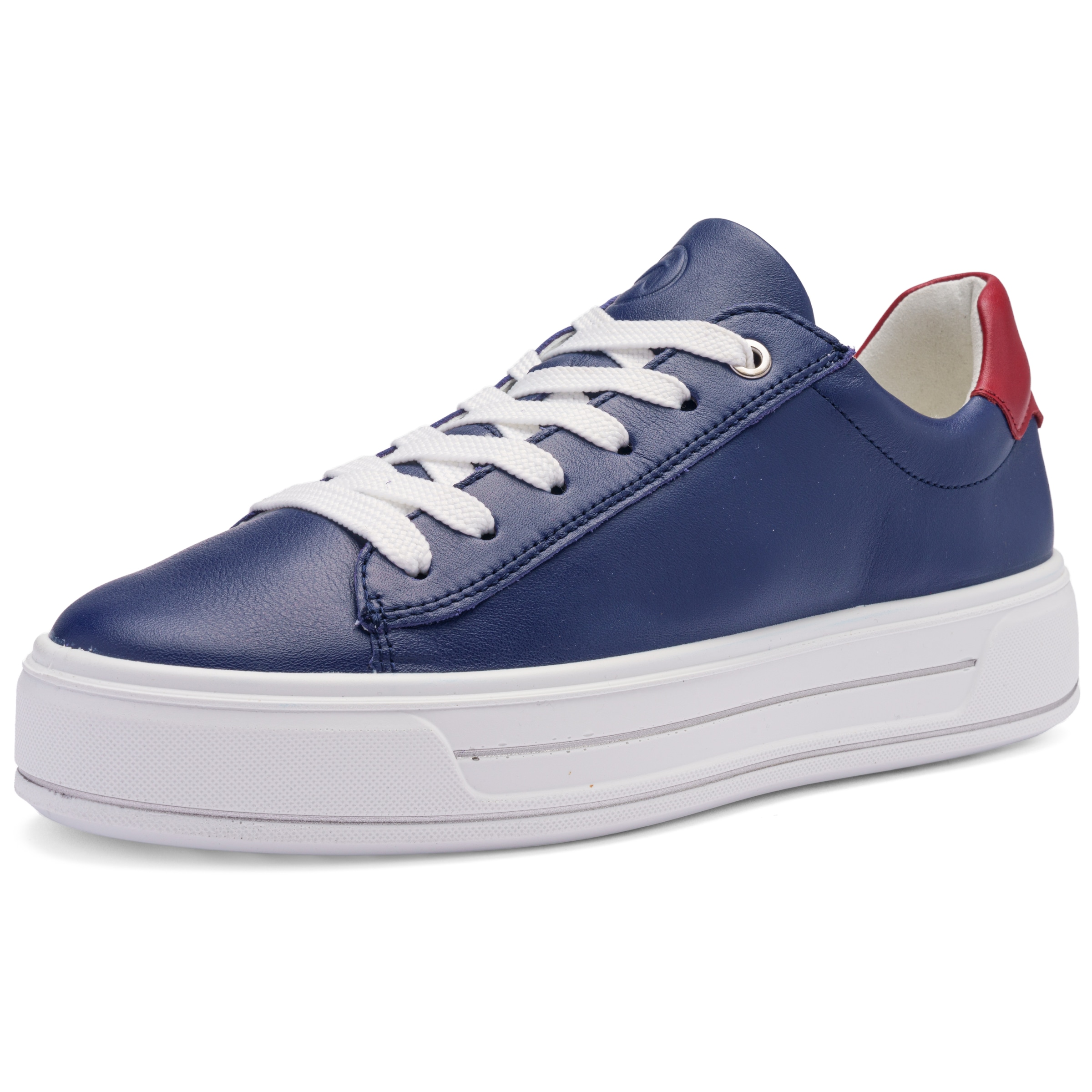 Plateausneaker ARA "CANBERRA", Damen, Gr. 7,5 (41,5), dunkelblau, cherry, Glattleder, unifarben mit Farbeinsatz, Schuhe Plateausneaker, Freizeitschuh, Halbschuh, Schnürschuh in Komfortweite G (= weit) 3