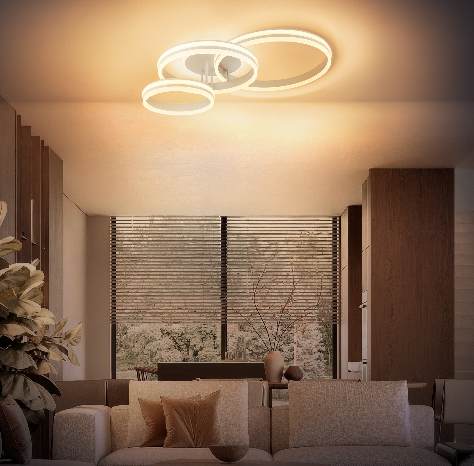 GLOBO LIGHTING Deckenleuchte »RUBIO« LED-Modul 1 Stk. Warmweiß Sandfarbene LED-Deckenleuchte, dimmbar, Memory & 3 Helligkeitsstufen