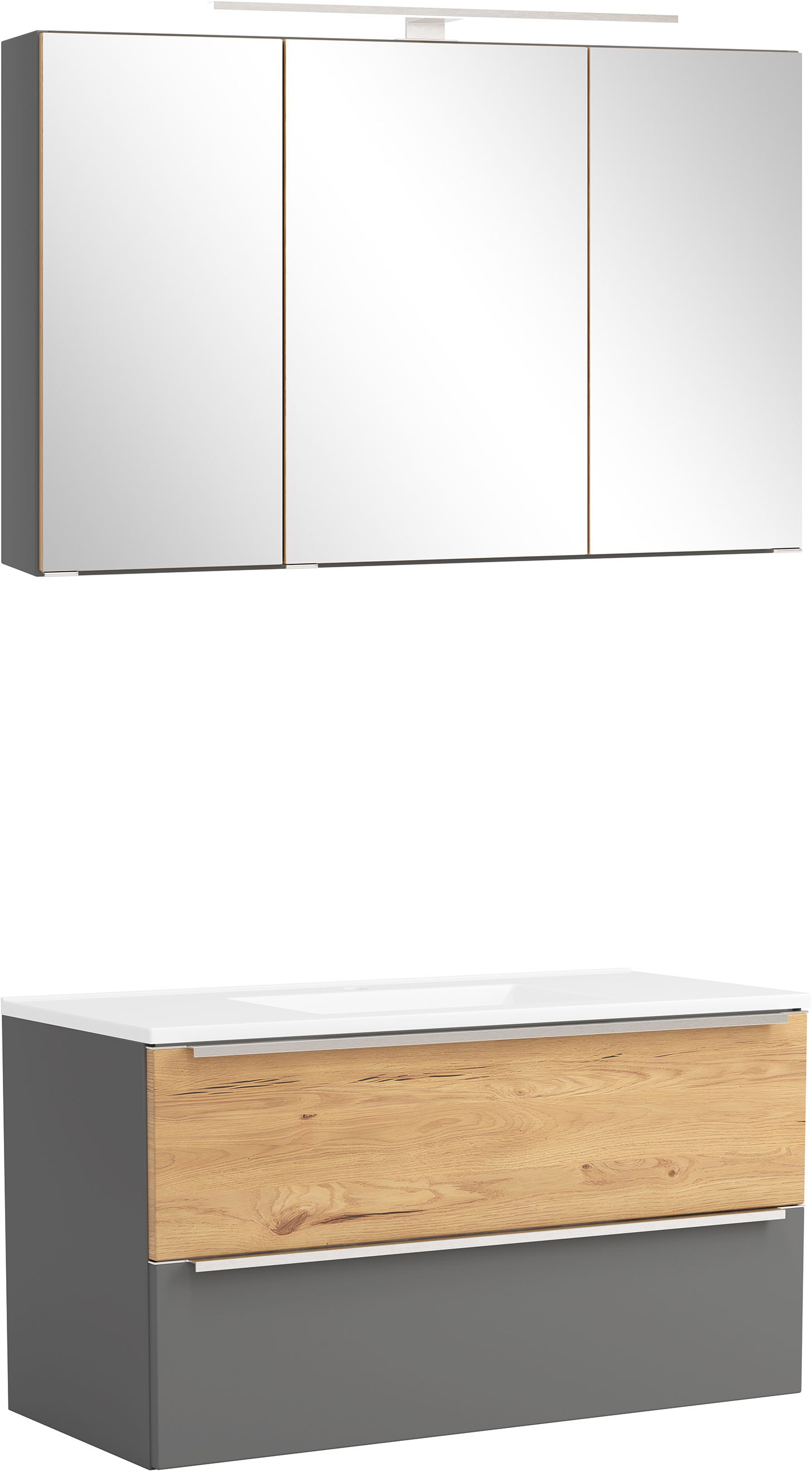 welltime "TRIENT, Set: Spiegelschrank und Waschtisch" 2 Stk. tlg.