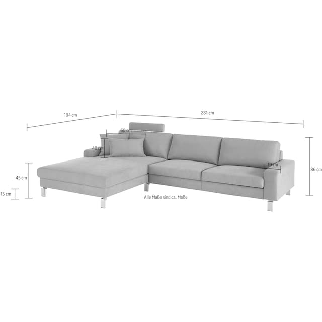 3C Candy Ecksofa »Lecce, wahlweise PUR-Schaumstoff oder  Tonnentaschenfederkern«, Bett im 2,5-Sitzer und teilmotorische  Schlaffunktion im Longchair | BAUR