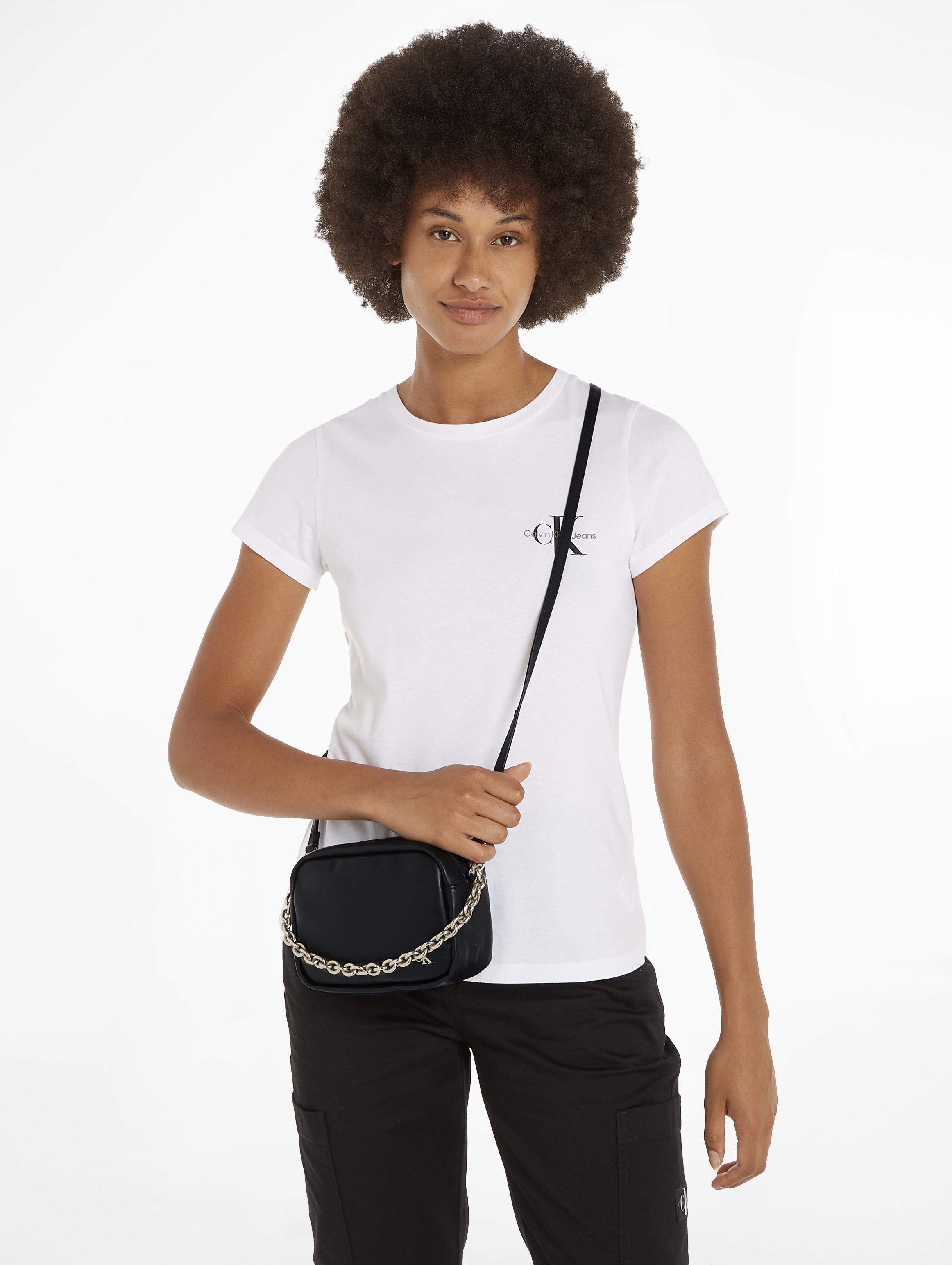 Calvin Klein Jeans Mini Bag »MICRO MONO CHAIN CAMERA BAG18«, Handtasche Damen Tasche Damen Schultertasche Recycelte Materialien