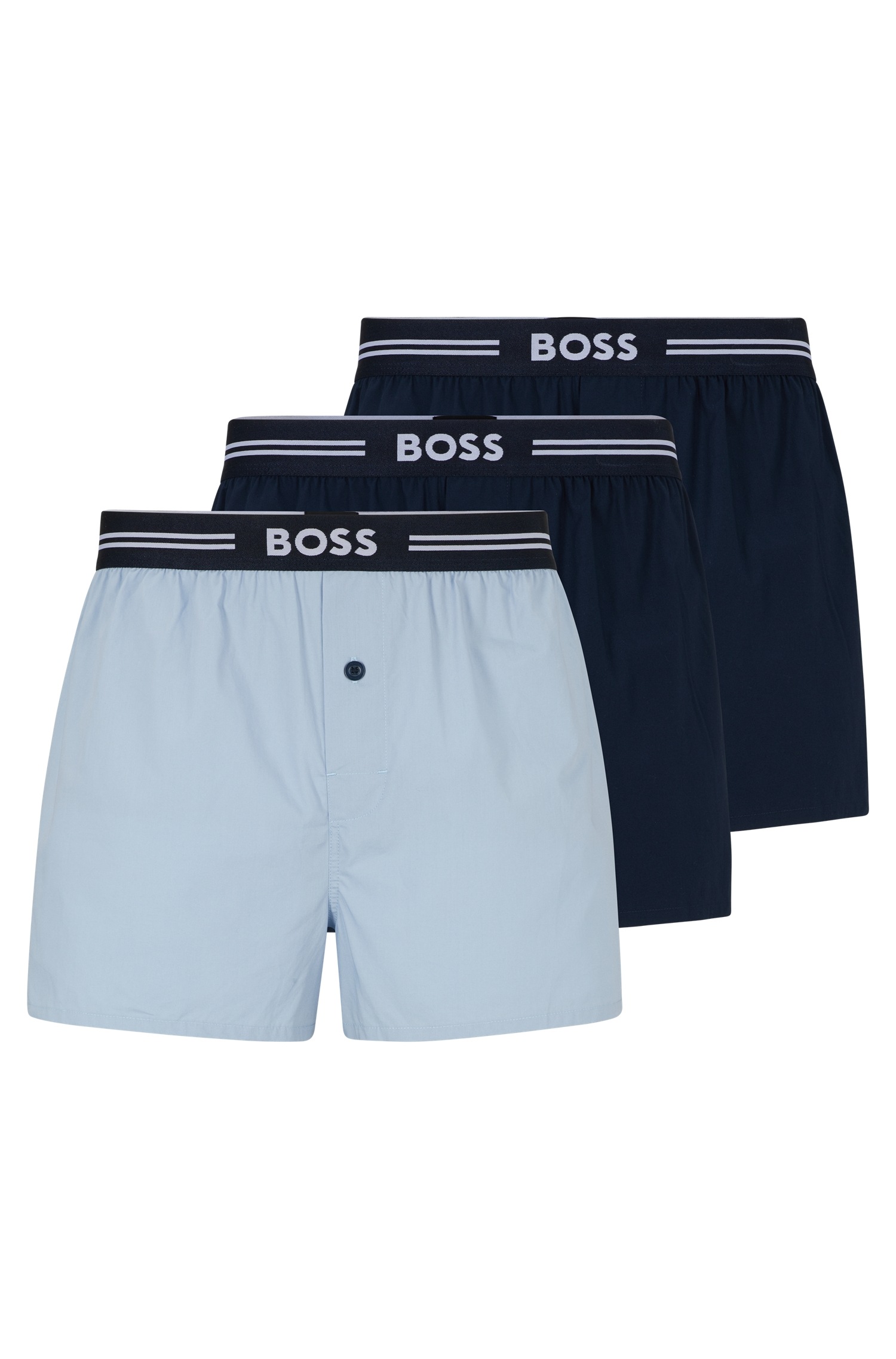 BOSS Boxershorts »3P Woven Boxer«, (Packung, 3 St., 3er Pack), mit Eingriff mit Knopf